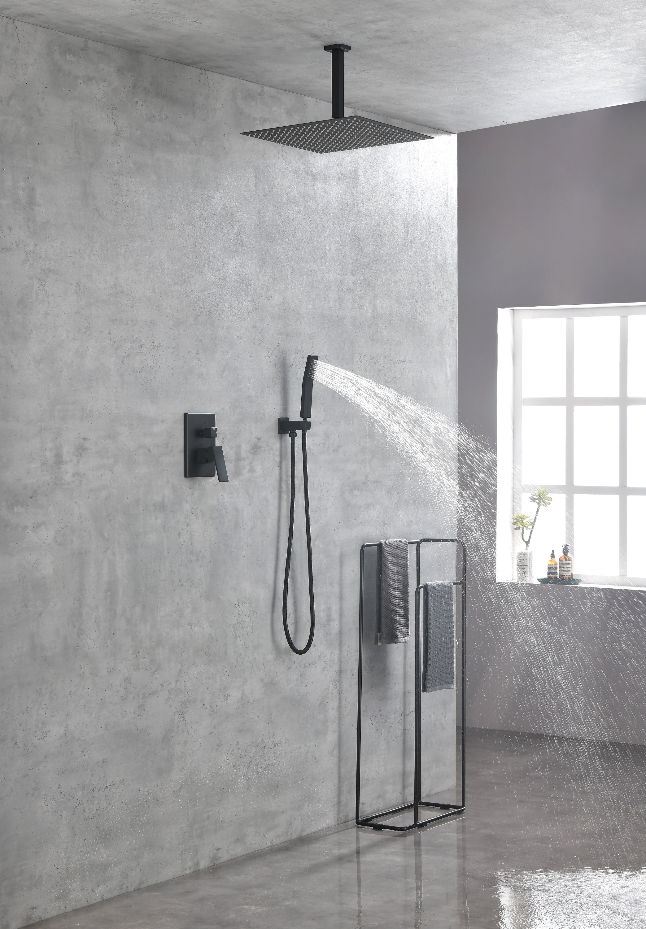 Ceiling Mounted Shower System Combo Set with Handheld and 16"Shower head