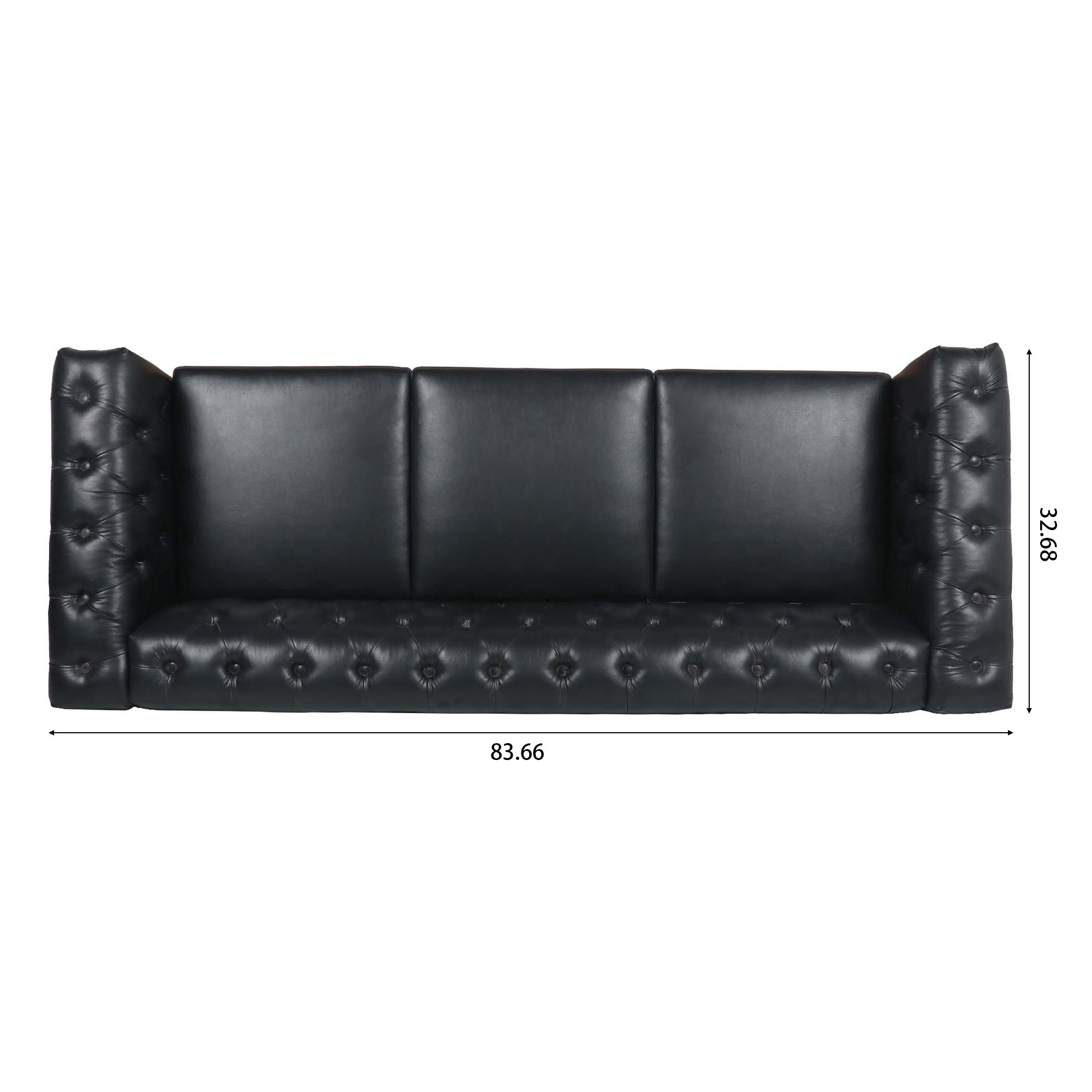 83.66 Inch Width Traditional  Square Arm removable cushion 3 seater Sofa