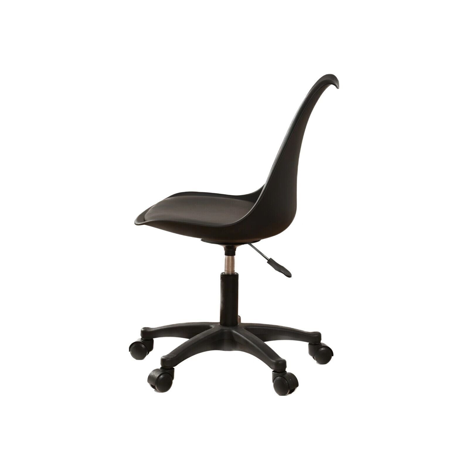 Black PP with Wheels Adjustable Height Office Chair for Study,Modern Armless Swivel Plastic Chair for Living Room