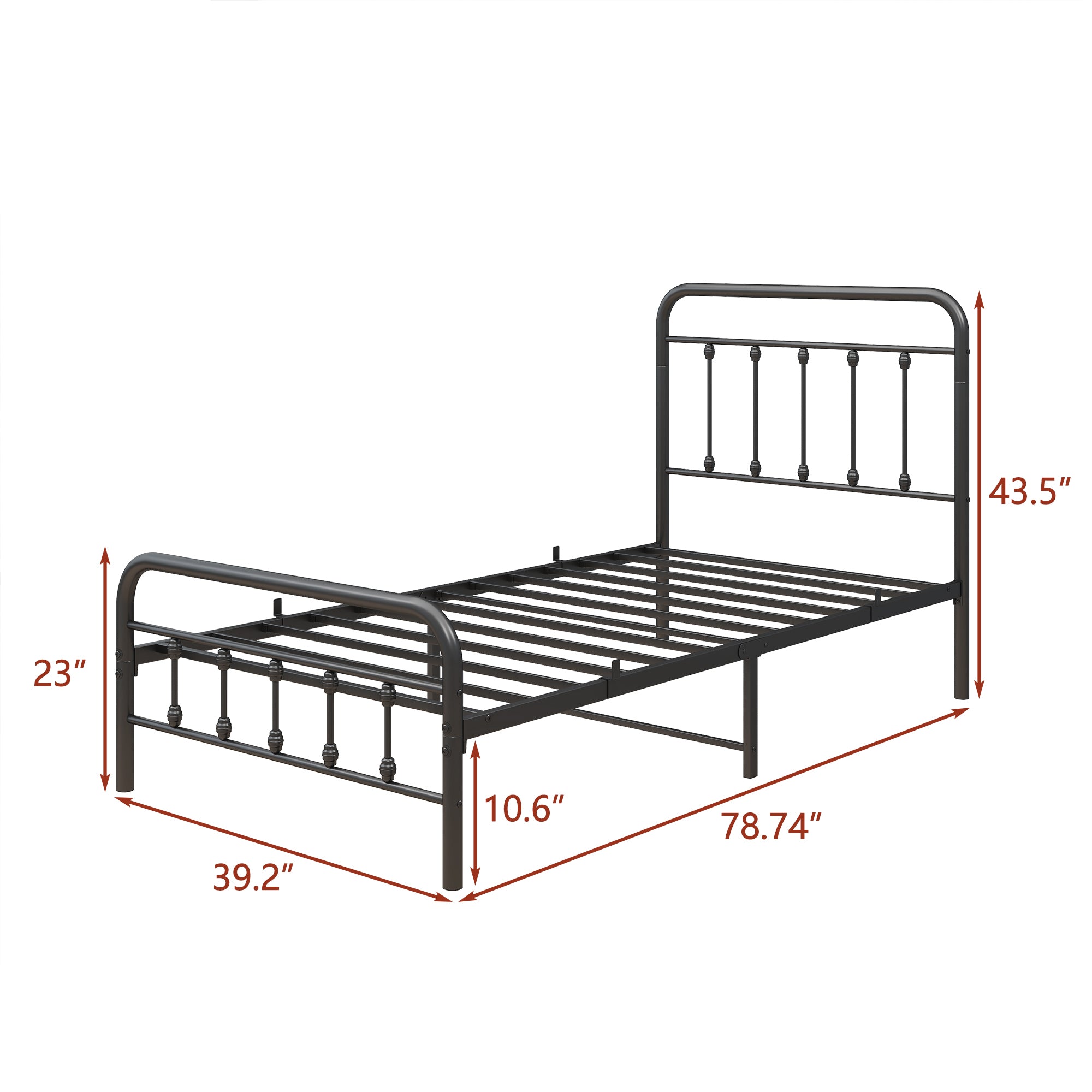 Metal Platform Bed Frame with Headboard No Box Spring Needed Twin BLACK