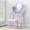 Moniys Wood Moniya Makeup Vanity Table and Stool Set, Purple