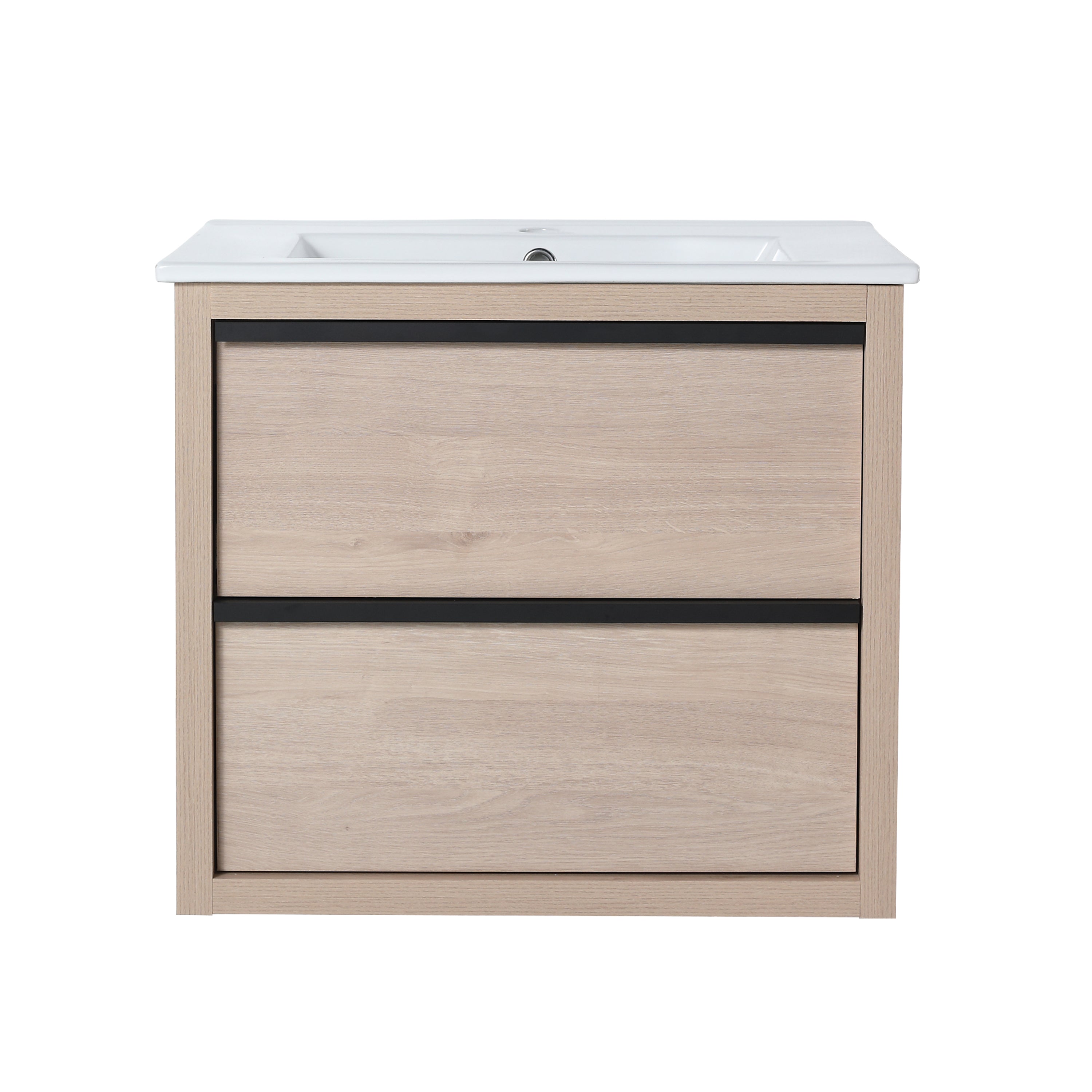 24" Bathroom Vanity with 2 Soft Close drawers,  White Ceramic Basin-BVA02524PLO-G-BL9060B(W1286S00034)