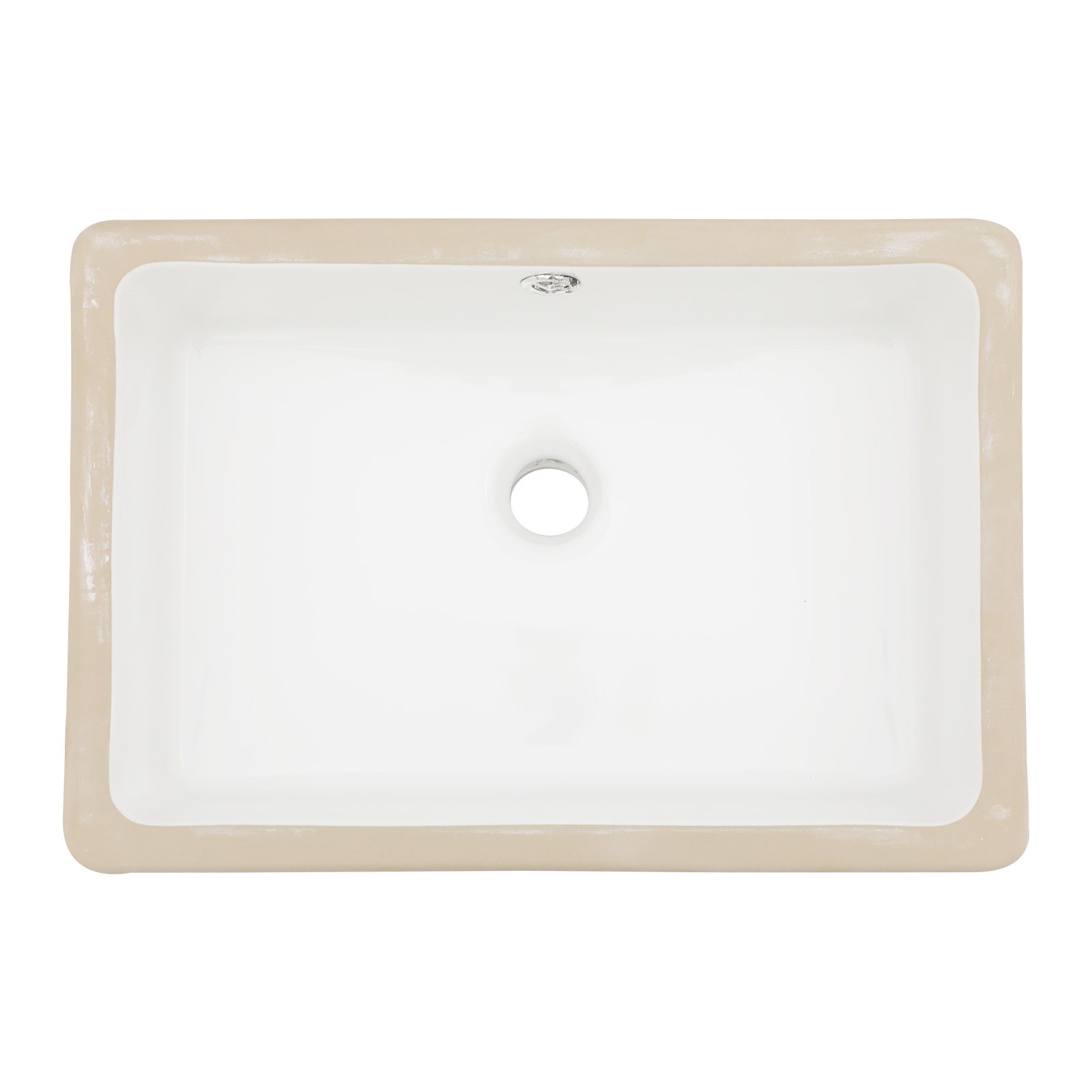 18"x12" White Ceramic Rectangular Undermount Bathroom Sink with Overflow