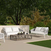 Rowan 63.5" Rope Barrel Back Patio Conversation Loveseat Sofa, Optic White Acrylic