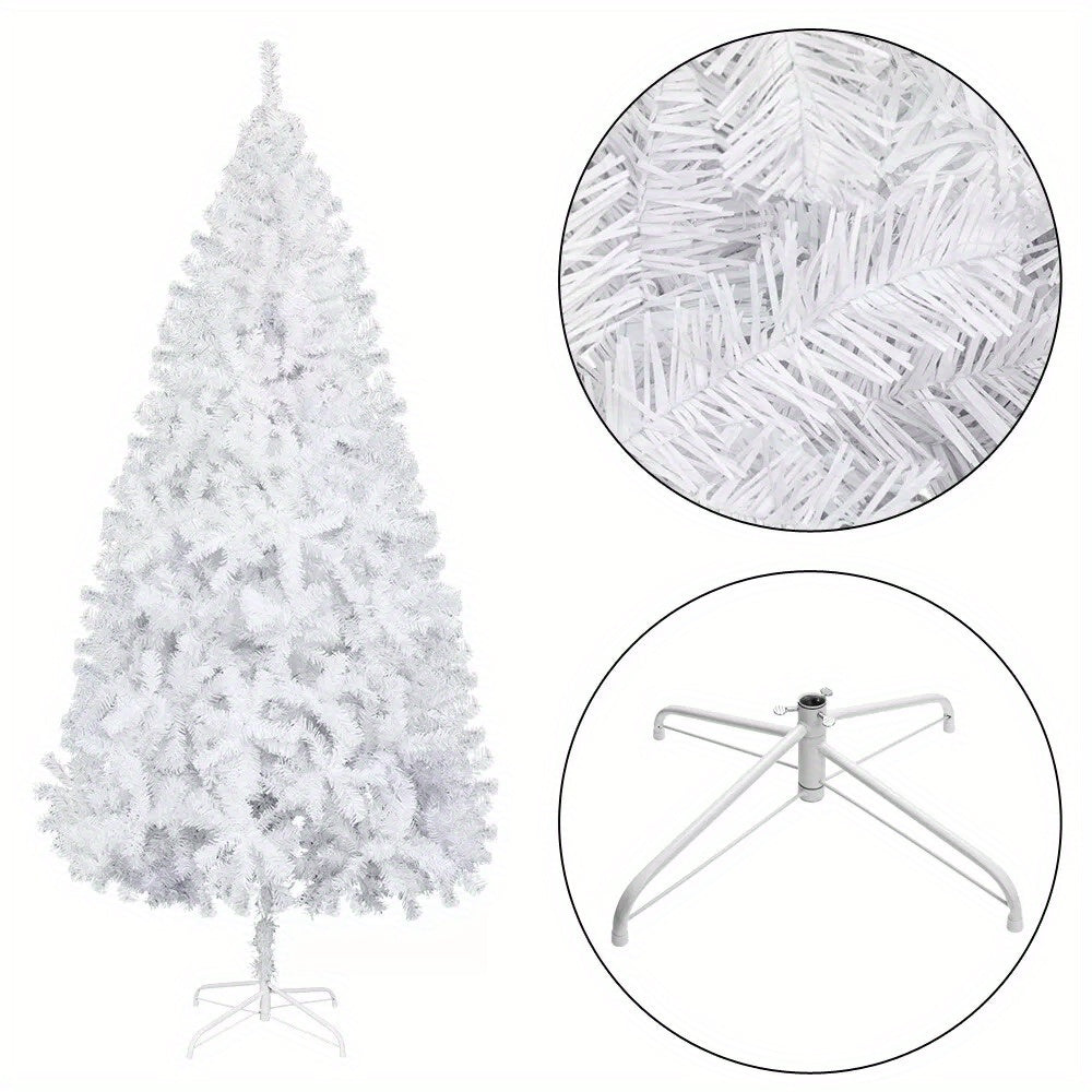 8ft White Artificial Christmas Tree - Indoor/Outdoor PVC Holiday Decoration w/Stand