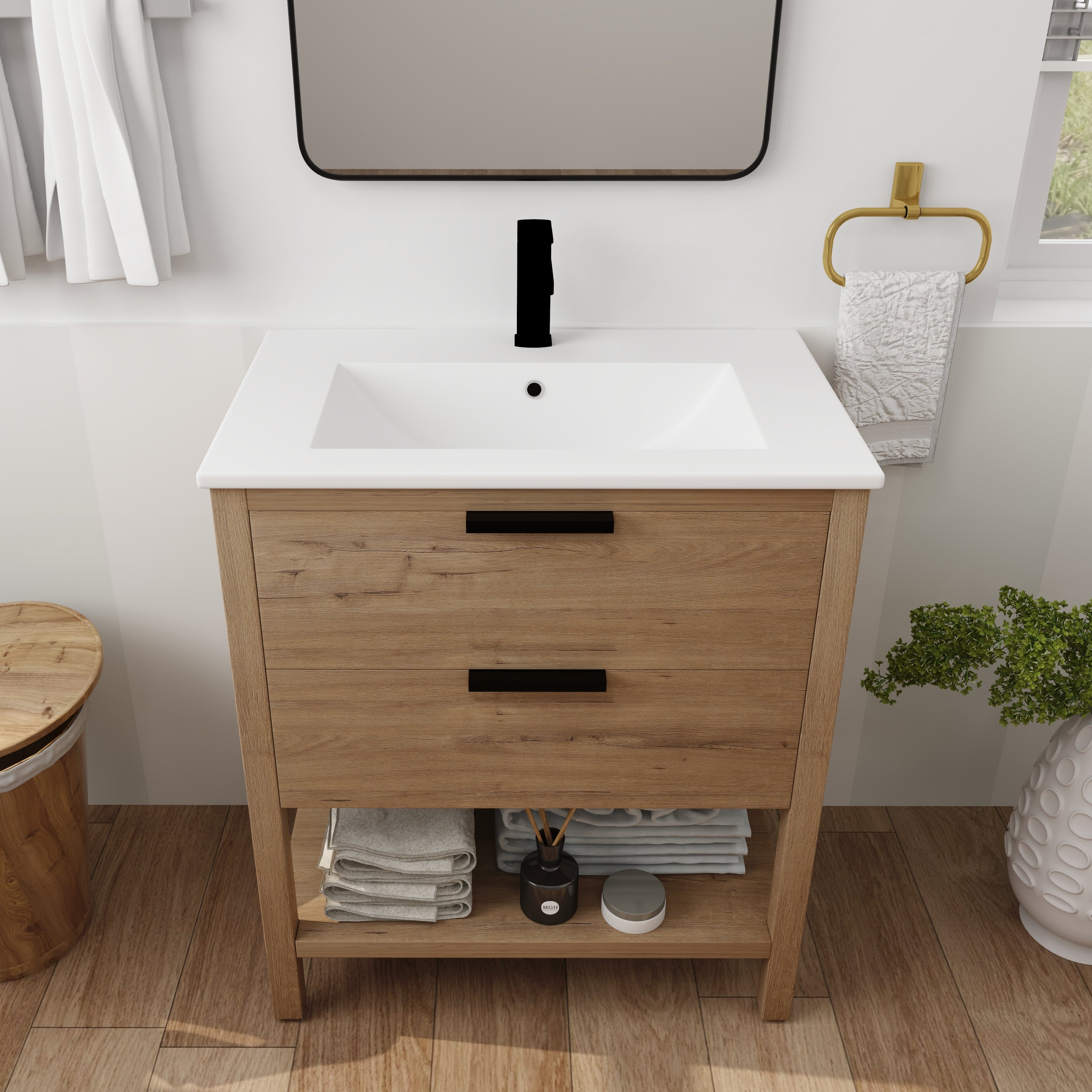 30 Inch Bathroom Vanity Plywood With 2 Drawers-BVB01030IMO-BL9075B