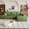 Green corduroy modular sectional sofa 107 inch L-shape chaise, front view