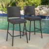 29" Outdoors PE Rattan Armless Barstools, Set of 2, Dark Brown