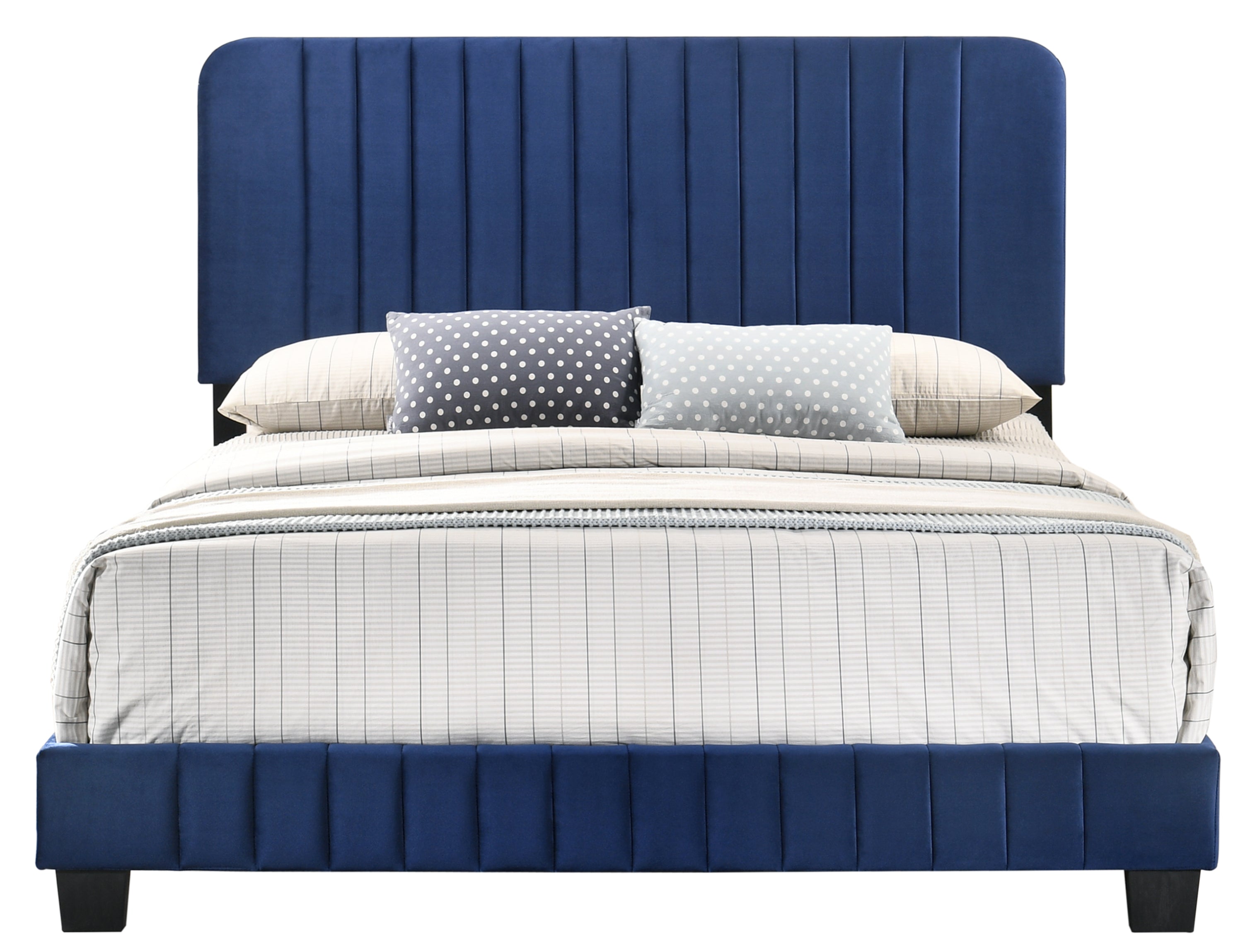 Elegant Contemporary Queen Bed In Navy Blue