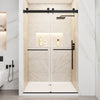 44-48 x 76 in Frameless Double Sliding Shower Door - Matte Black view 1