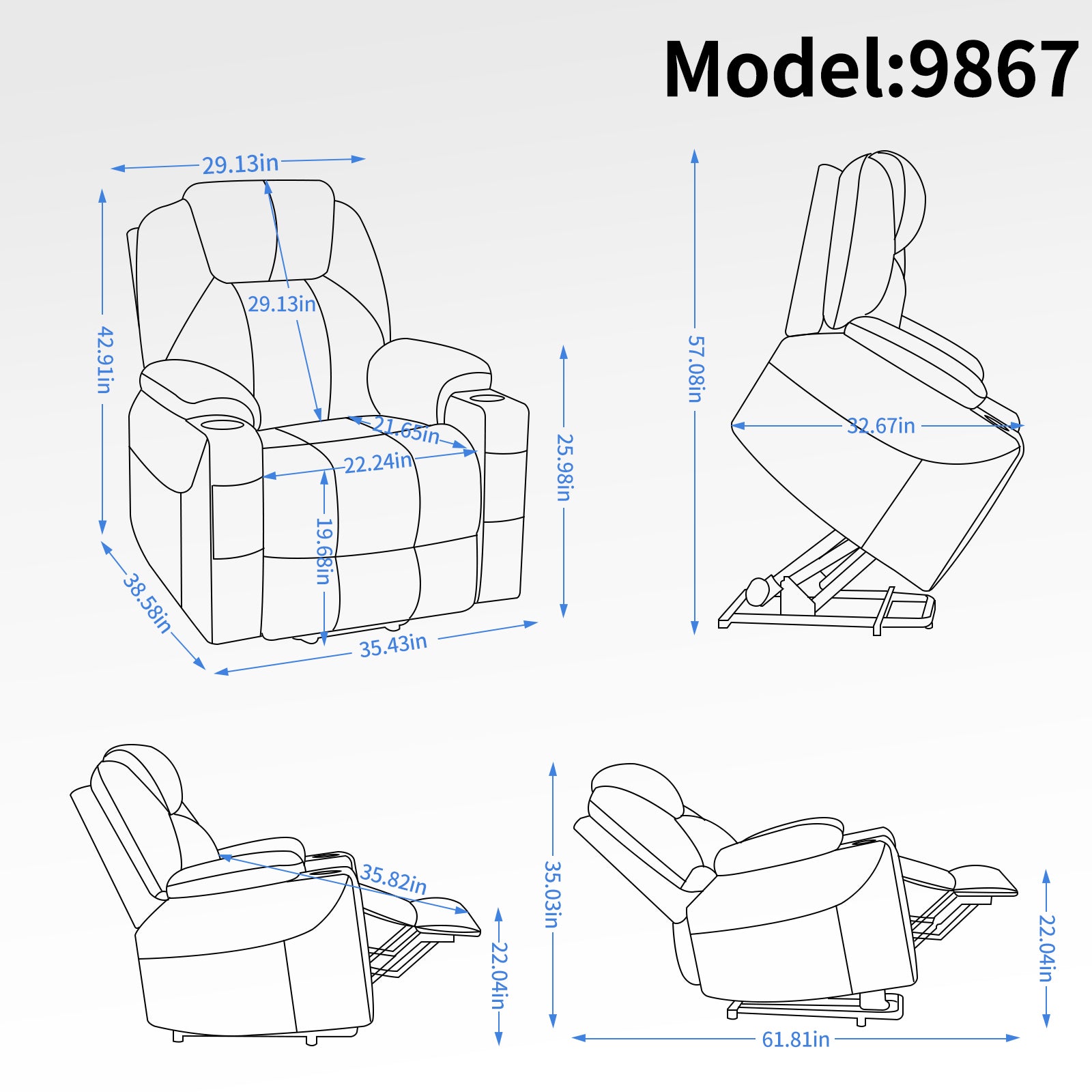 Up to 350 LBS Chenille Power Lift Recliner Chair, Heavy Duty Motion Mechanism with 8-Point Vibration Massage and Lumbar Heating, USB and Type-C Ports, Stainless Steel Cup Holders, Brown