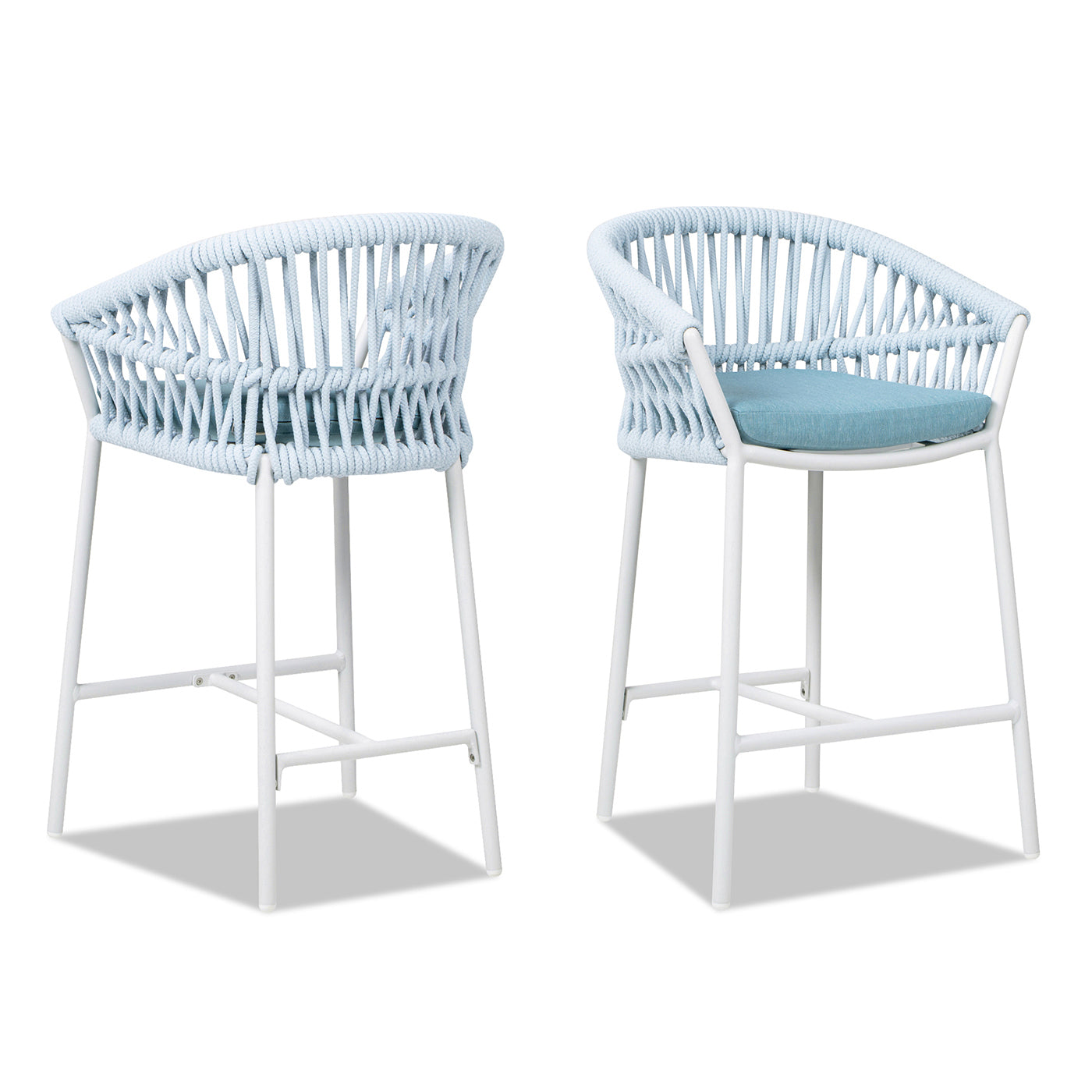 Maiden 27" Set of 2 Patio Counter Stool, Sky Blue Sunproof Olefin