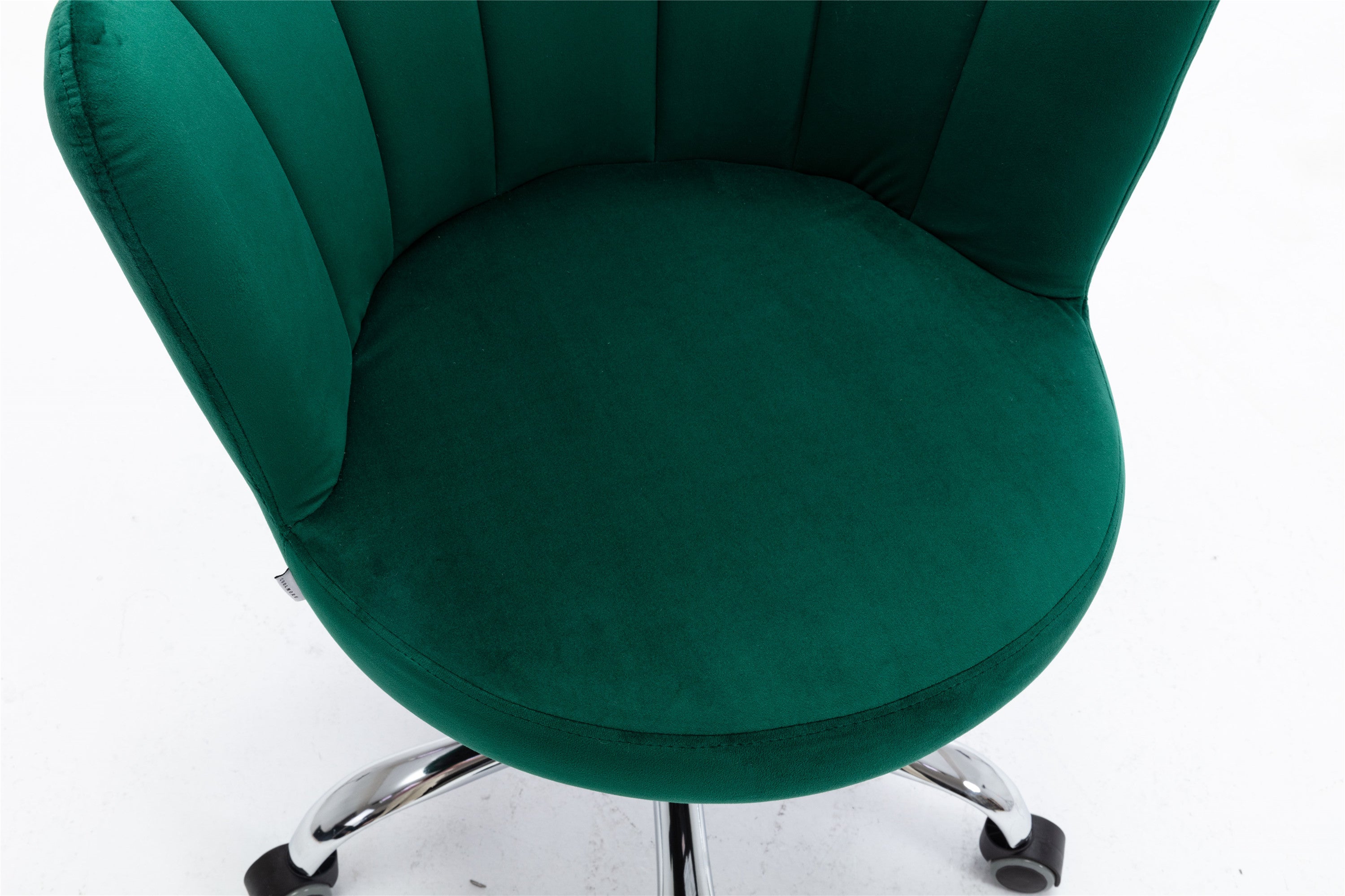 COOLMORE Velvet Home Office Chair with silver Base, Modern Cute Shell Back Upholstered Desk Chair for Vanity, Adjustable Swivel Task Chair for Office(Green Velvet)