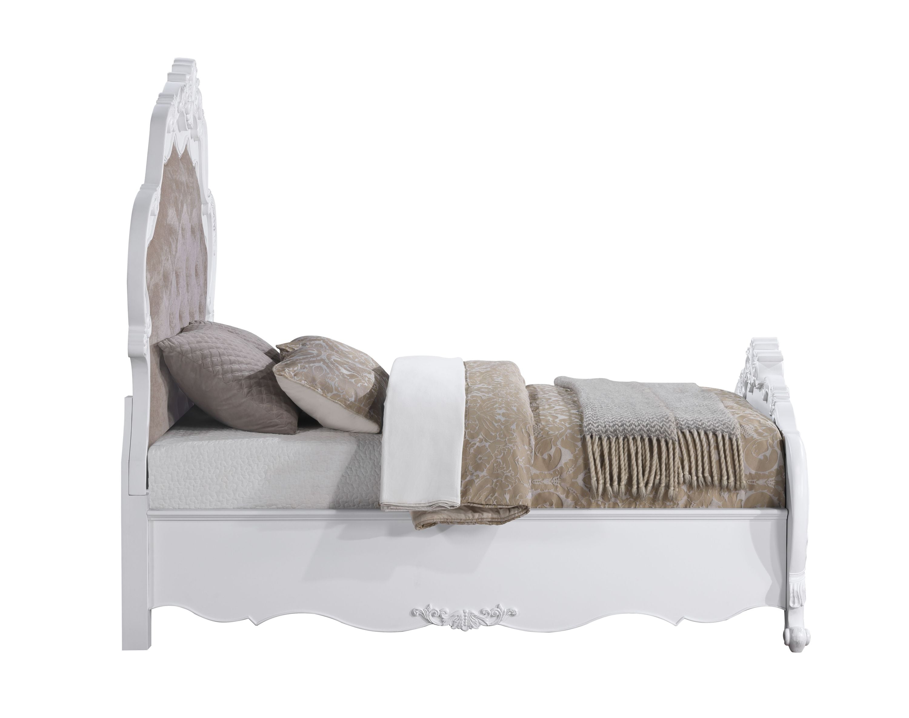 Latisha Fabric & White Finish E. King Bed