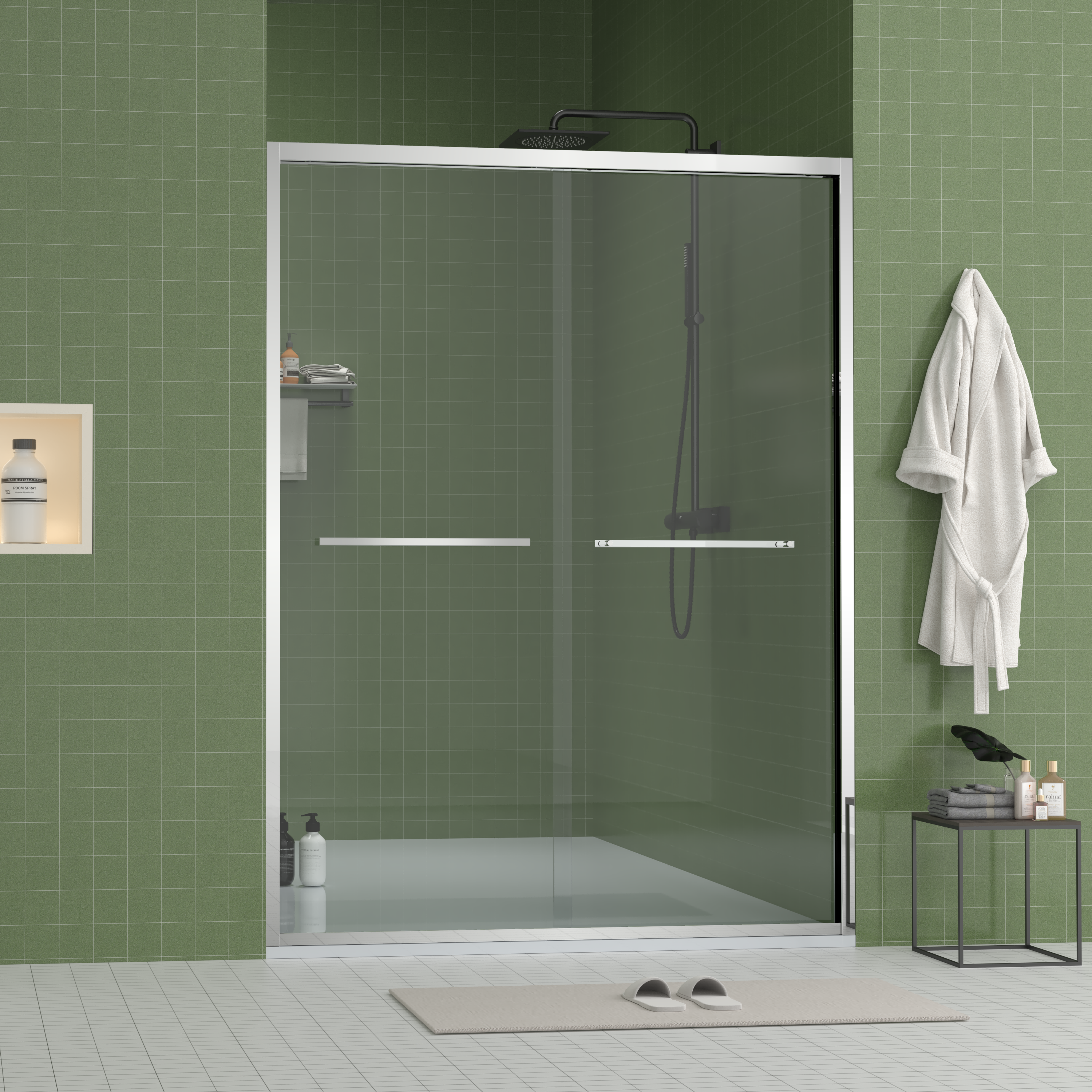 56-60 x 70 in Chrome Bypass Shower Door - 56-60 x 70 in / Chrome view 3