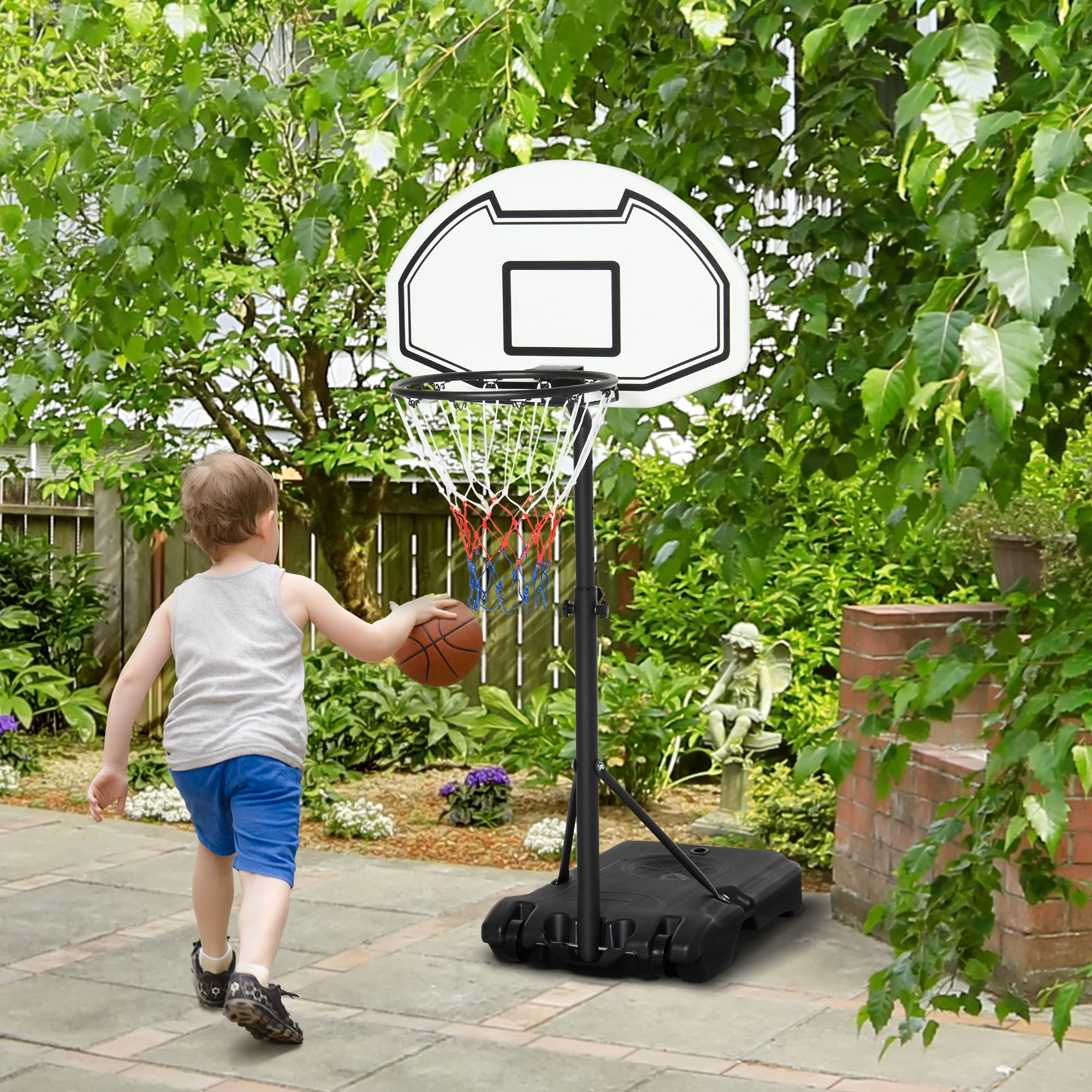 Aosom Poolside Basketball Hoop Stand Portable Basketball System Goal,  Adjustable Height 3'-4', 30" Backboard