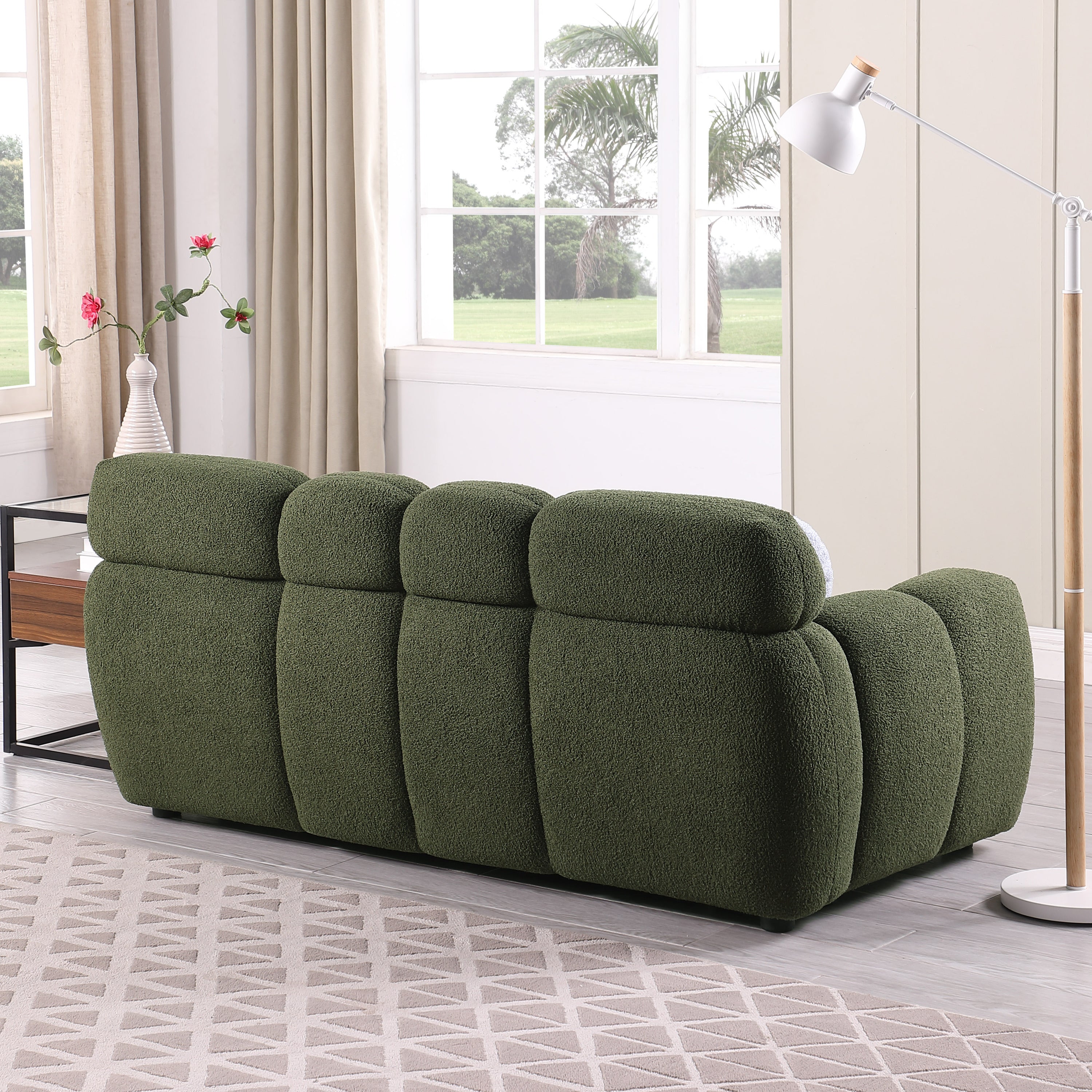 sofa and loveseater ,human body structure for USA people,  marshmallow sofa,boucle sofa ,OLIVE GREEN BOUCLE