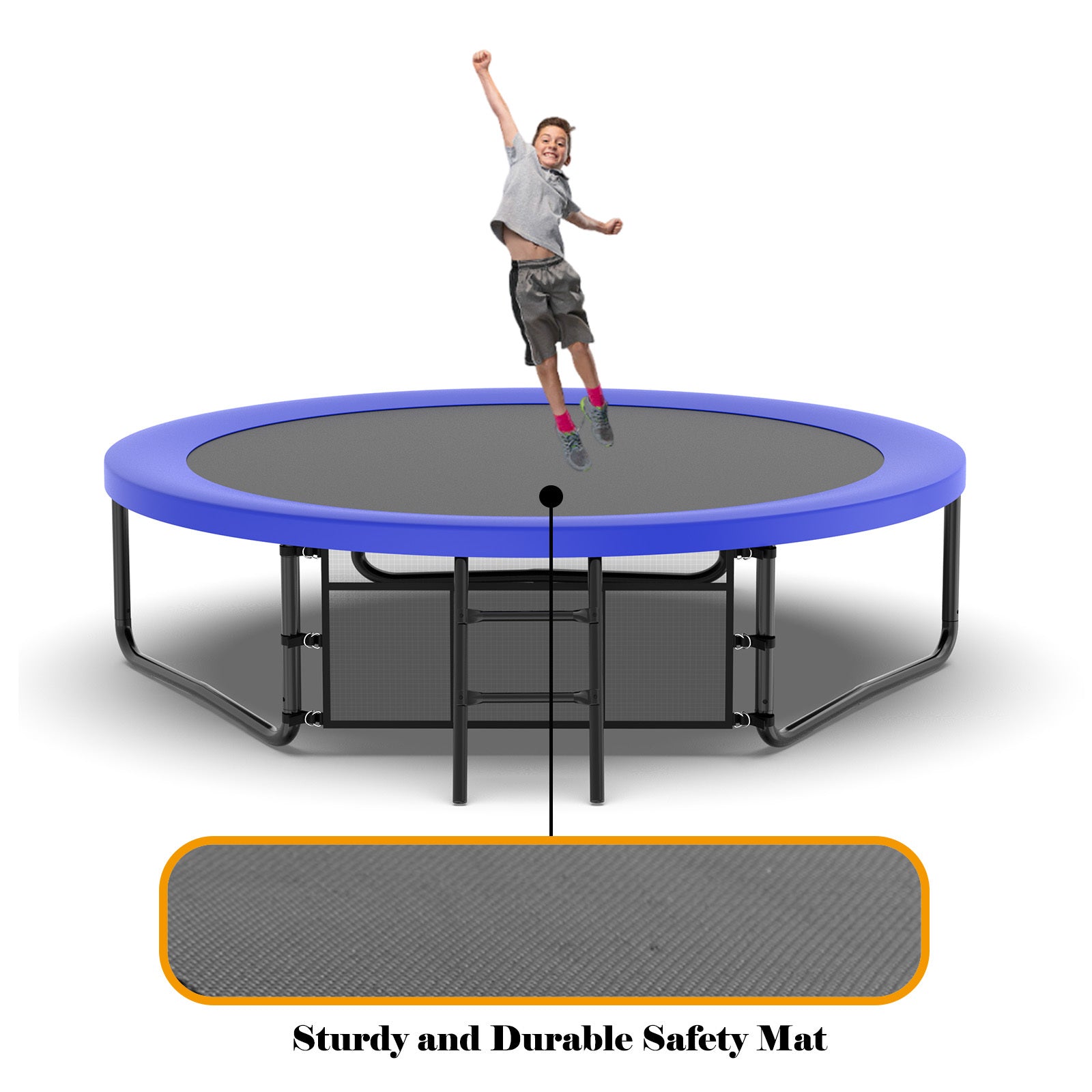 10FT Pumpkin Trampoline, Outdoor Trampoline with Basketball Hoop, Enclosure Net and Ladder