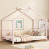 Twin Size Metal House Platform Bed, Pink