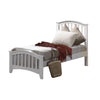 White Twin Bed with Slatted Headboard and Footboard