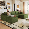 103 inch green corduroy L-shaped sectional sofa, front view