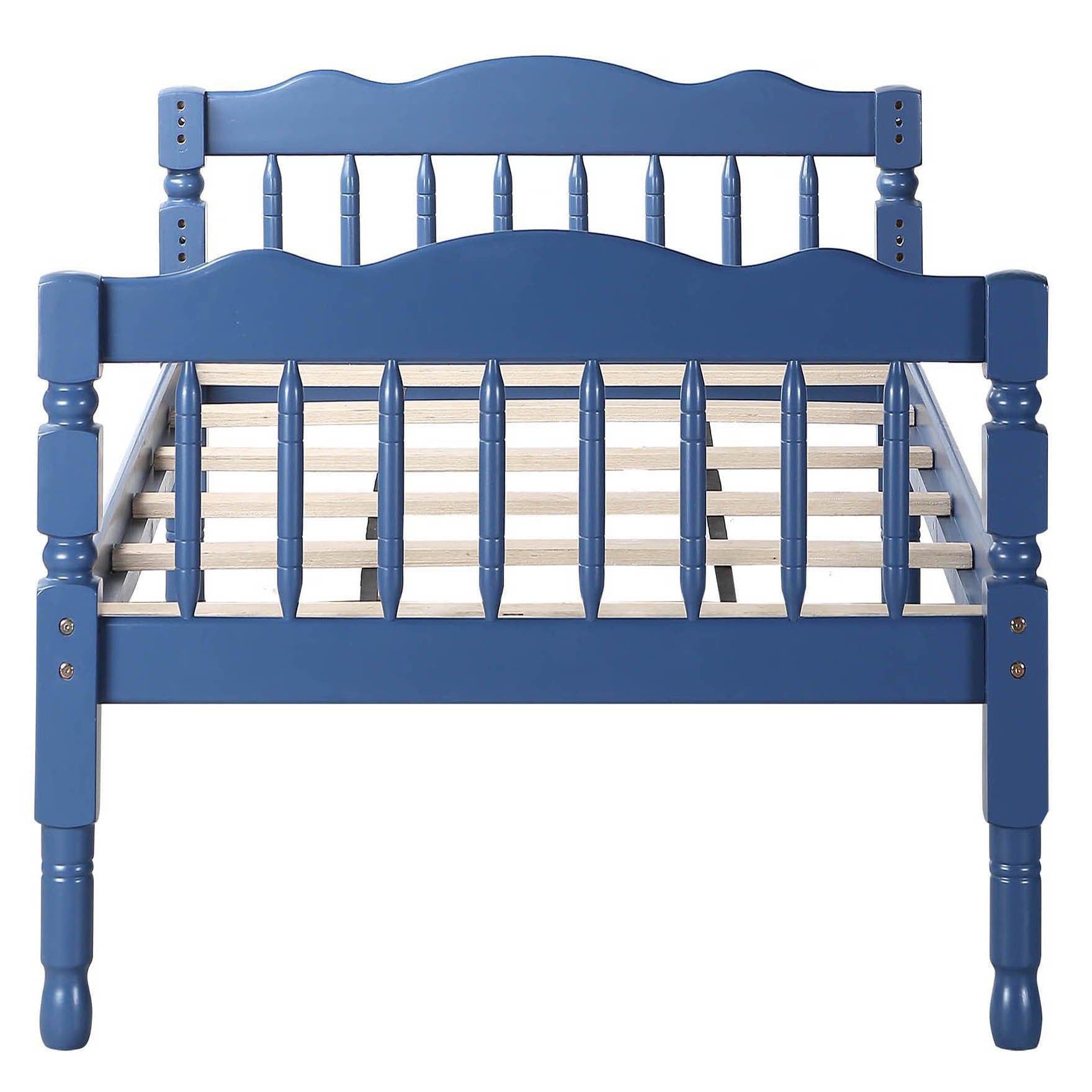 Blue Twin Over Twin Bunk Bed with Built-in Ladder