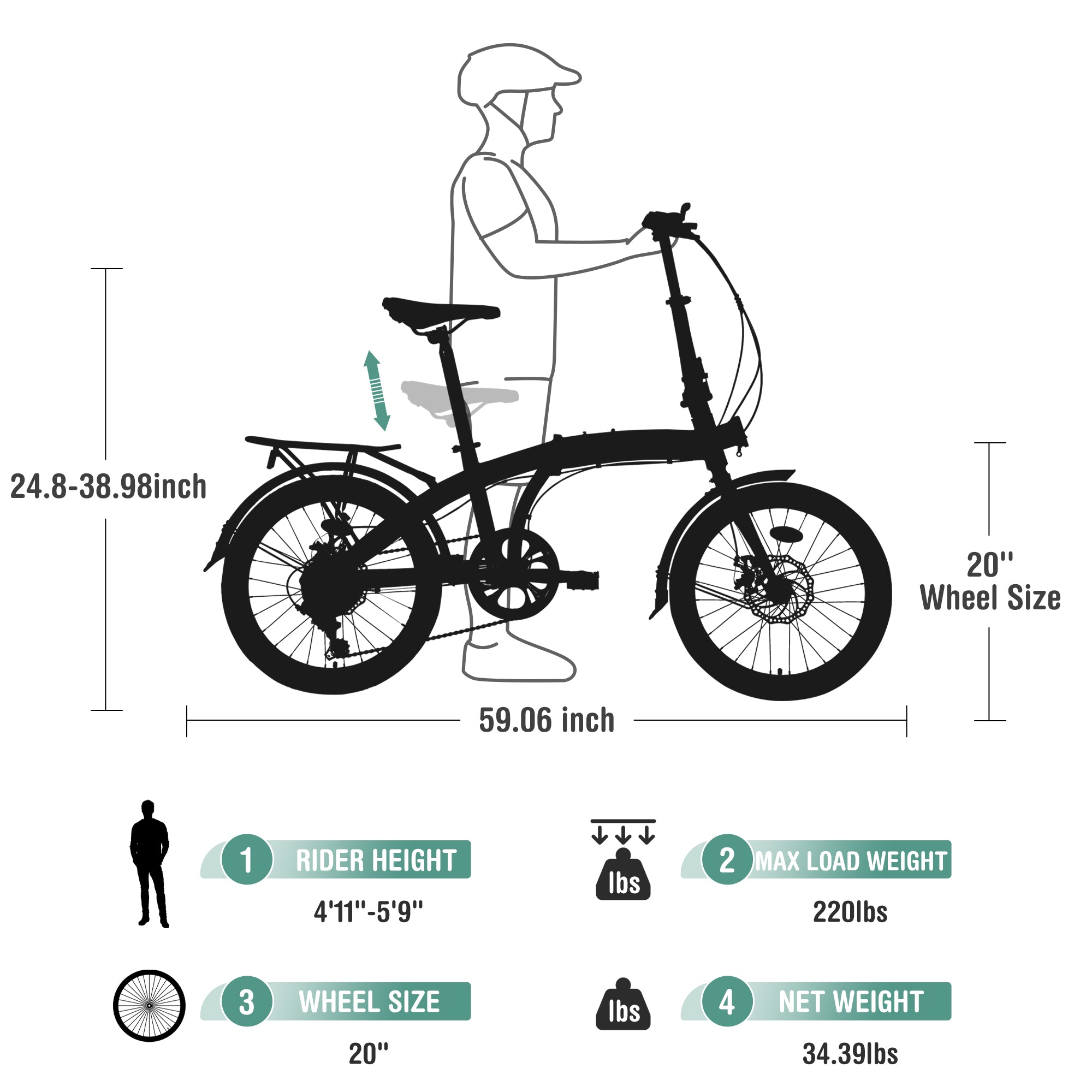 20" Folding Bike Steel Frame 7 Speed  City Bike