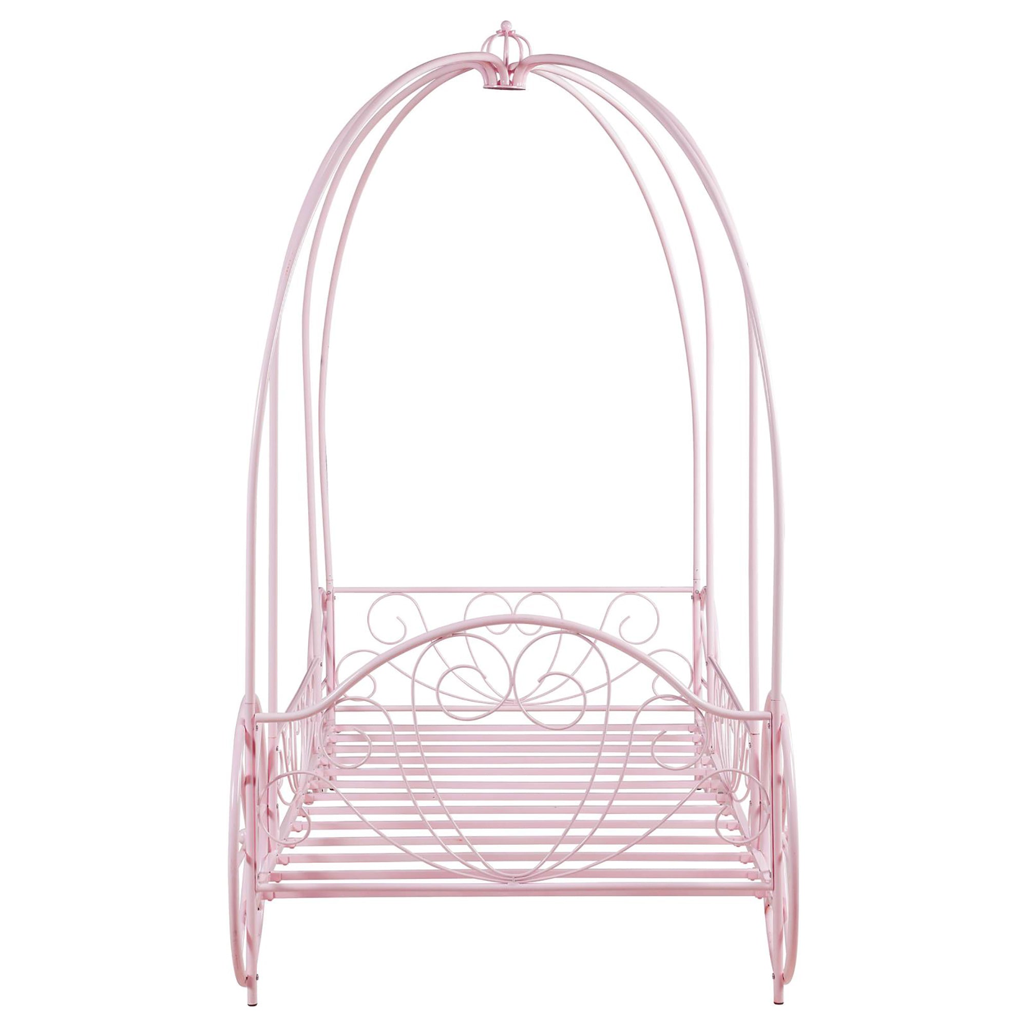 Powder Pink Twin Canopy Bed