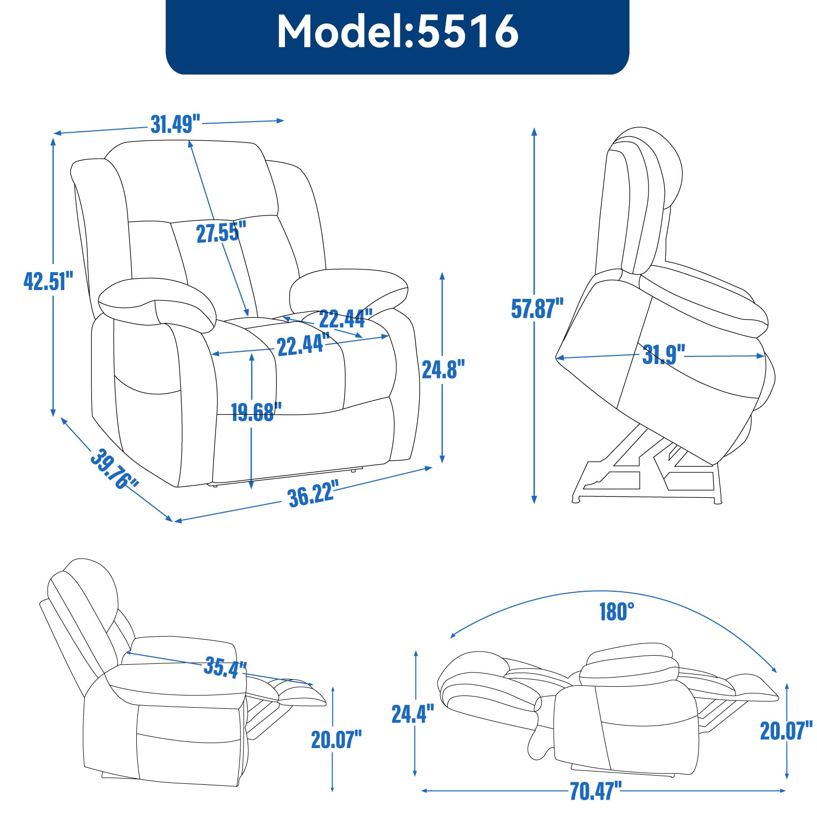 Dual Motor Infinite Position Up to 350 LBS Electric Medium size Genuine Leather Black Power Lift Recliner Chair with 8-Point Vibration Massage and Lumbar Heating