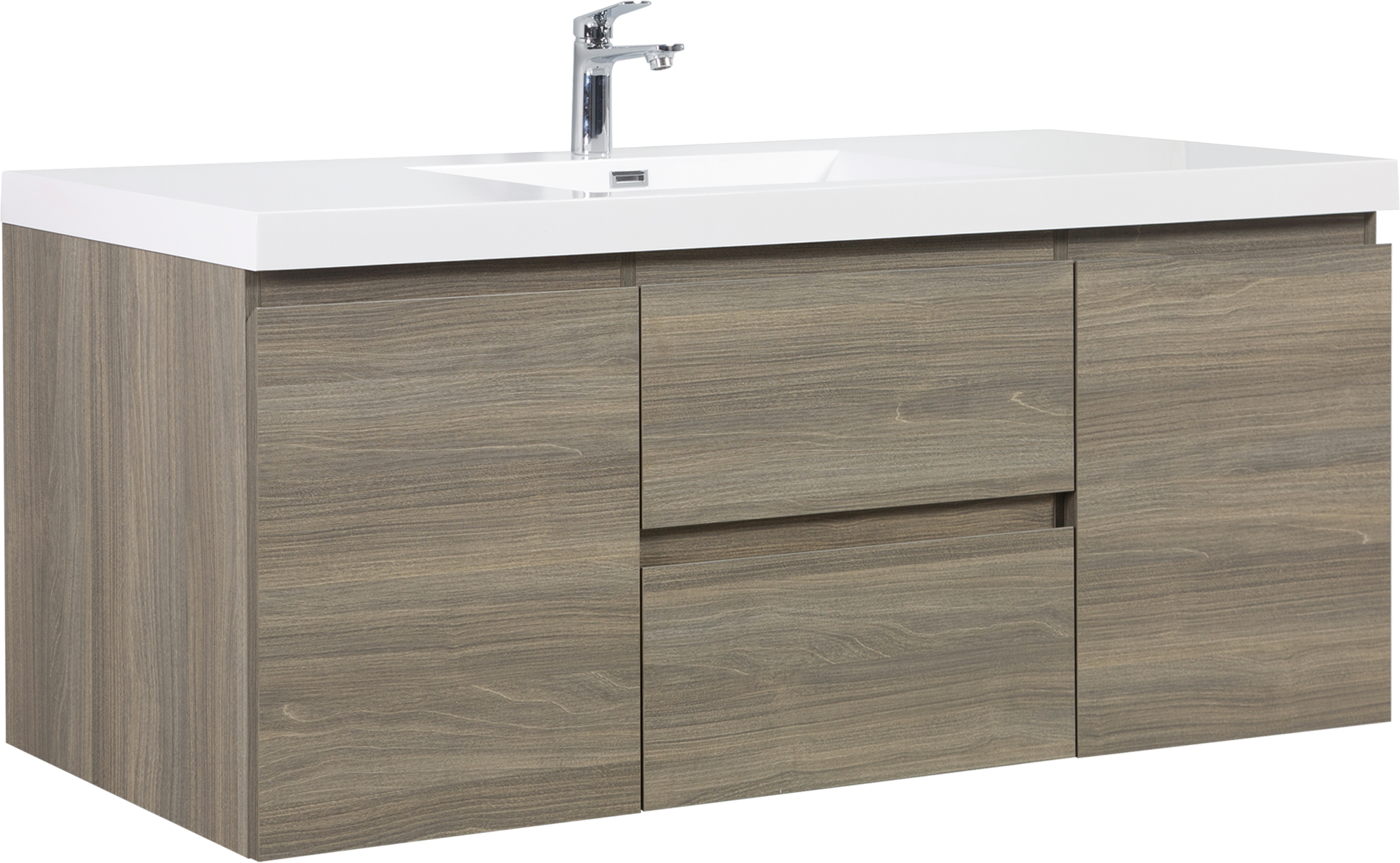 60" Floating Bathroom Vanity with Sink, Modern Wall-Mounted Bathroom Storage Vanity Cabinet with Resin Top Basin and Soft Close Drawers, Ash Grey 24V11-60SAG