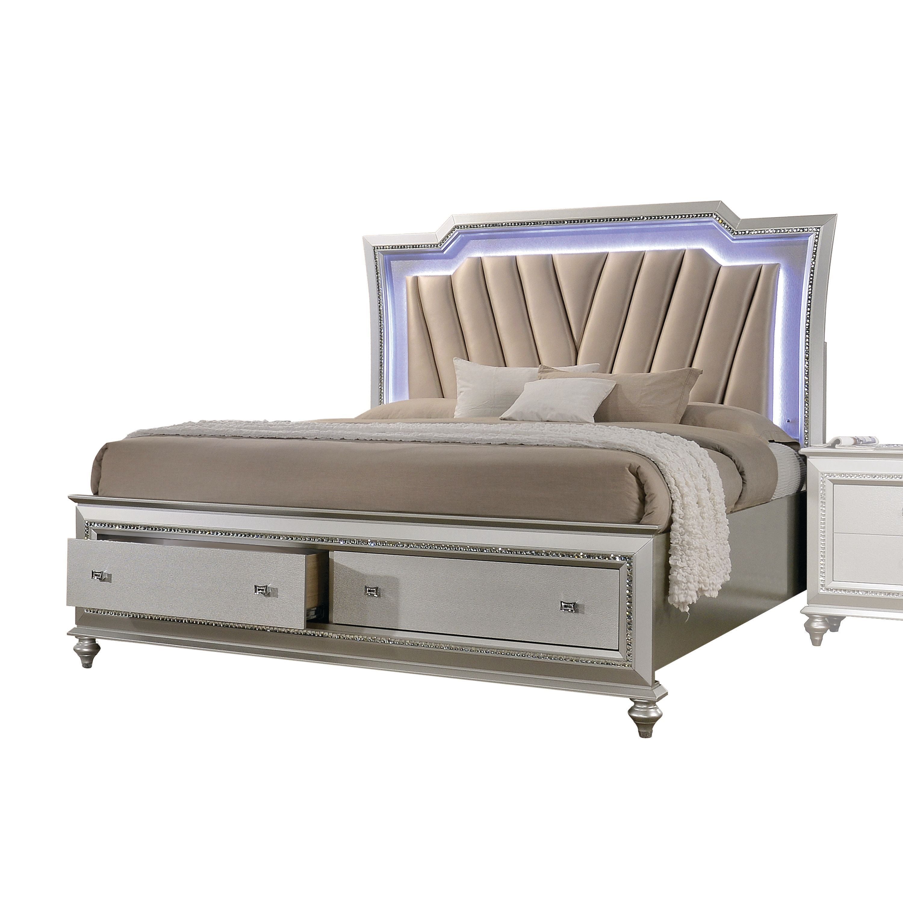 ACME Kaitlyn California King Bed in PU & Champagne 27224CK