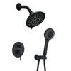 Round Shower System  Wall Mounted Rain Mixer Combo Set Matte Black