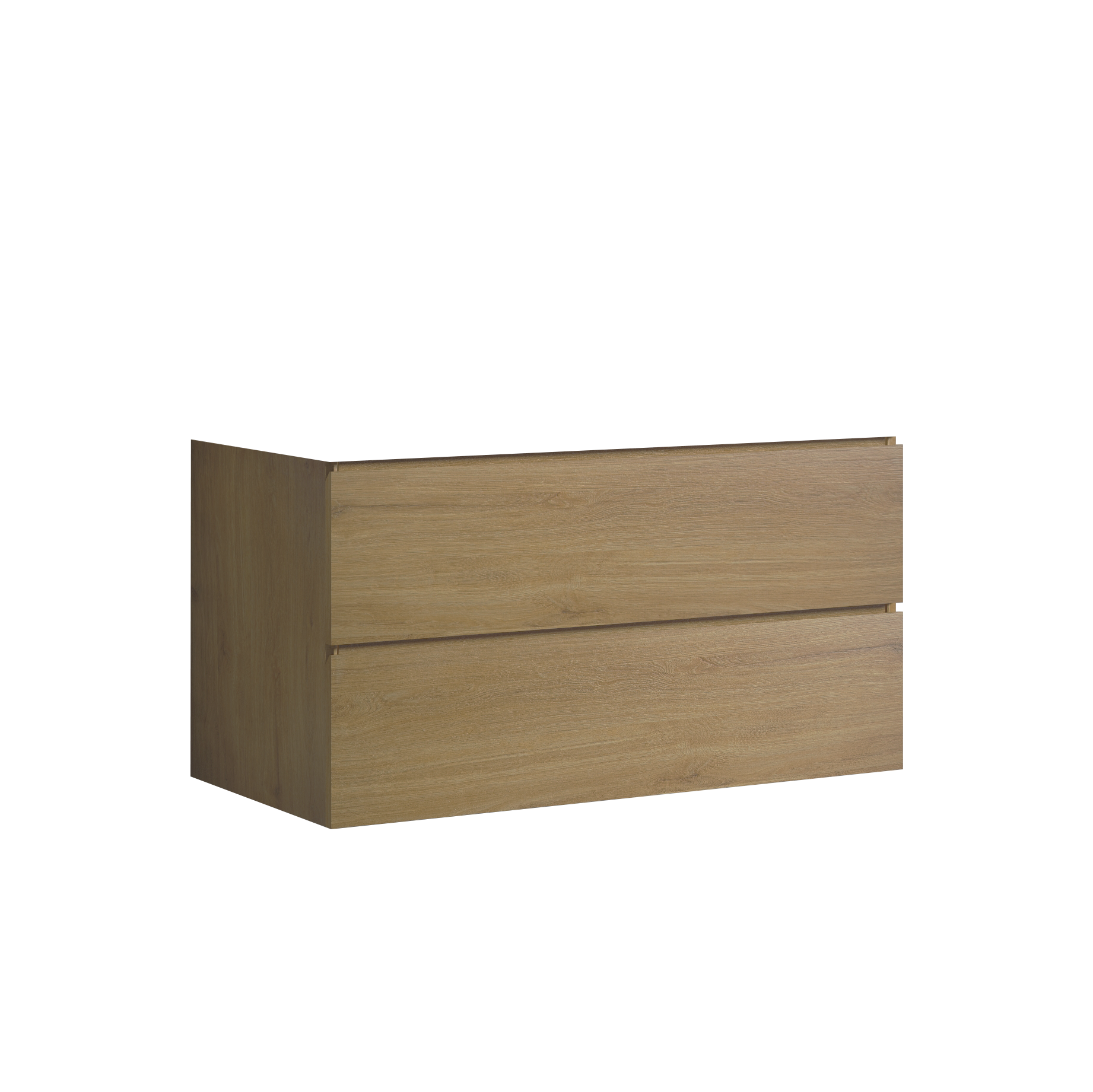 Alice36-106, Wall mount cabinet WITHOUT basin, Natural oak color, with two drawers, Pre-assembled