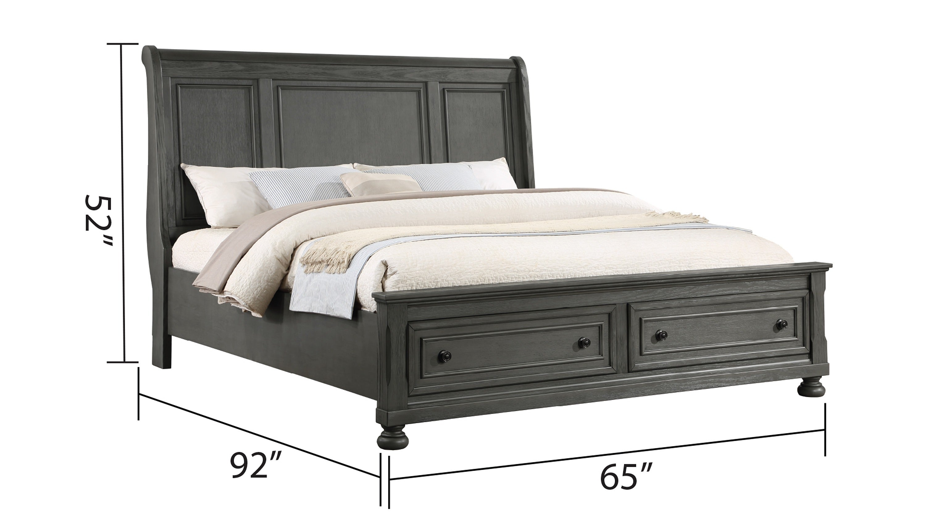 Modern Style Queen Bed Made with Wood & Rustic Gray Finish