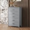 Retro American Country Style Wooden Dresser with 5 Drawer, Storage Cabinet for Bedroom, Light Gray