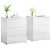 White 3-drawer wood nightstand set of 2, front view