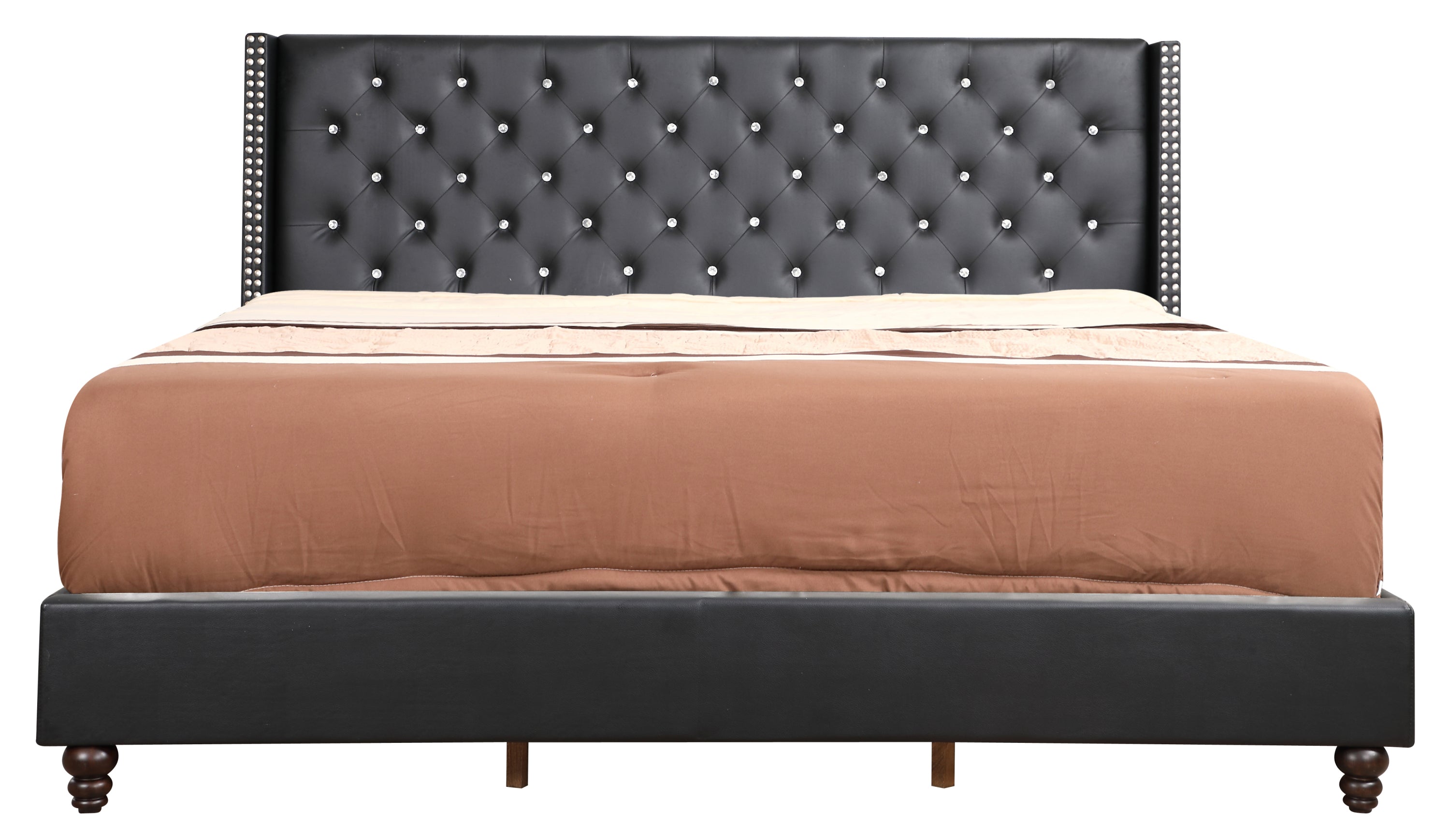 Elegant Transitional King Bed In Black