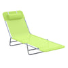 Outsunny Folding Chaise Lounge Pool Chairs, Outdoor Sun Tanning Chairs with Pillow, Reclining Back, Steel Frame & Breathable Mesh for Beach, Yard, Patio,  Green