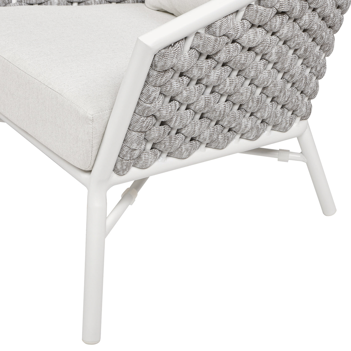 Rowan 30.5 Rope Barrel Back Patio Accent Arm Chair, Set of 2, Optic White Acrylic