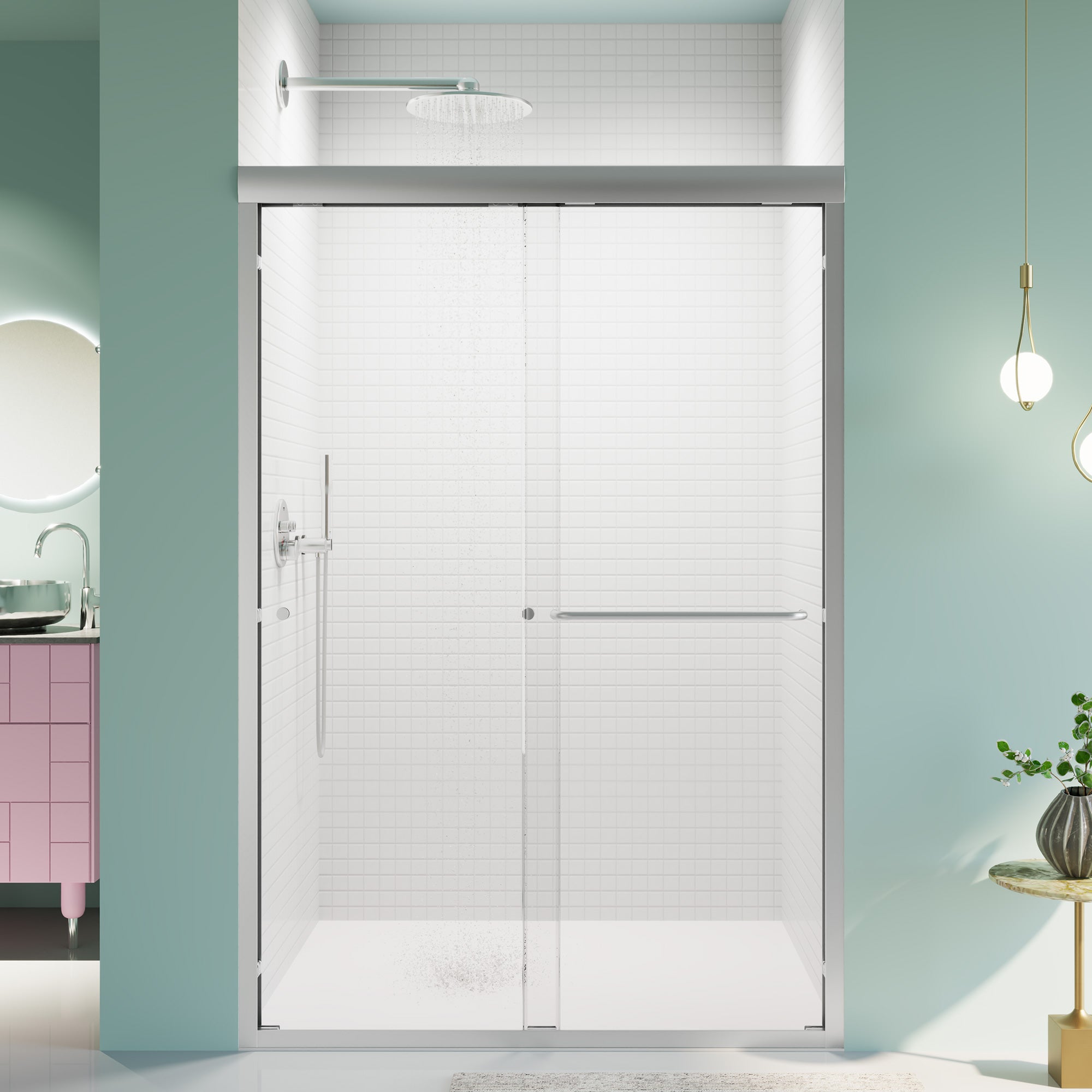 44-48 x 72 in bypass shower door in Chrome