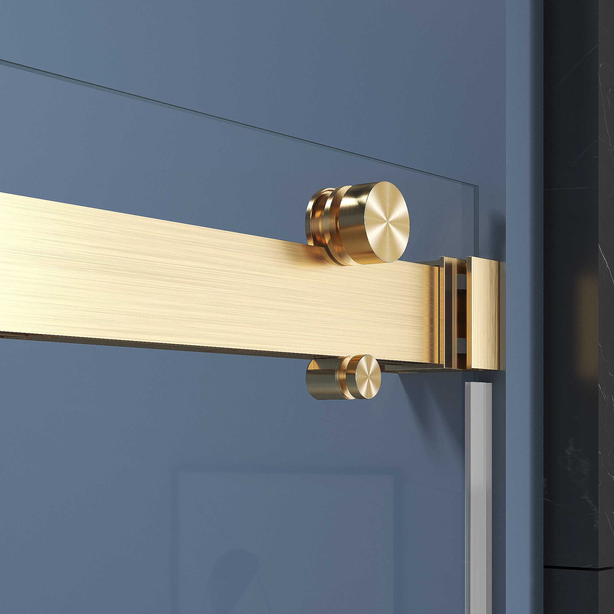 56" - 60" W × 66" H Double Sliding Framless Soft-Close Tub Door With 3/8 inches (10mm) Tempered Safety Glass, Brushed Gold Finish