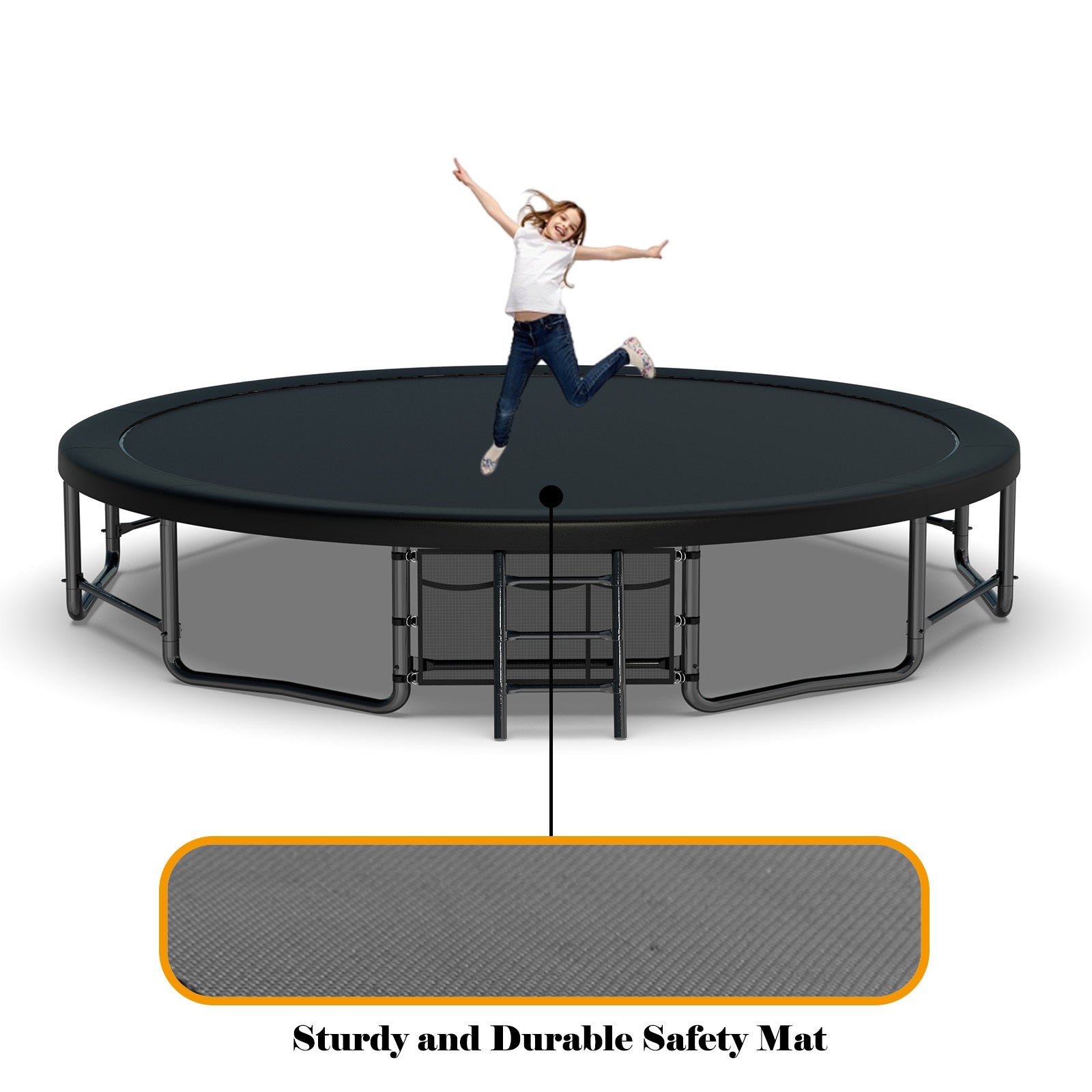 16FT Outdoor Trampoline for Kids and Adults, Pumpkin Trampolines with Curved Poles,Heavy Duty Trampoline Anti-Rust Coating ASTM Approval