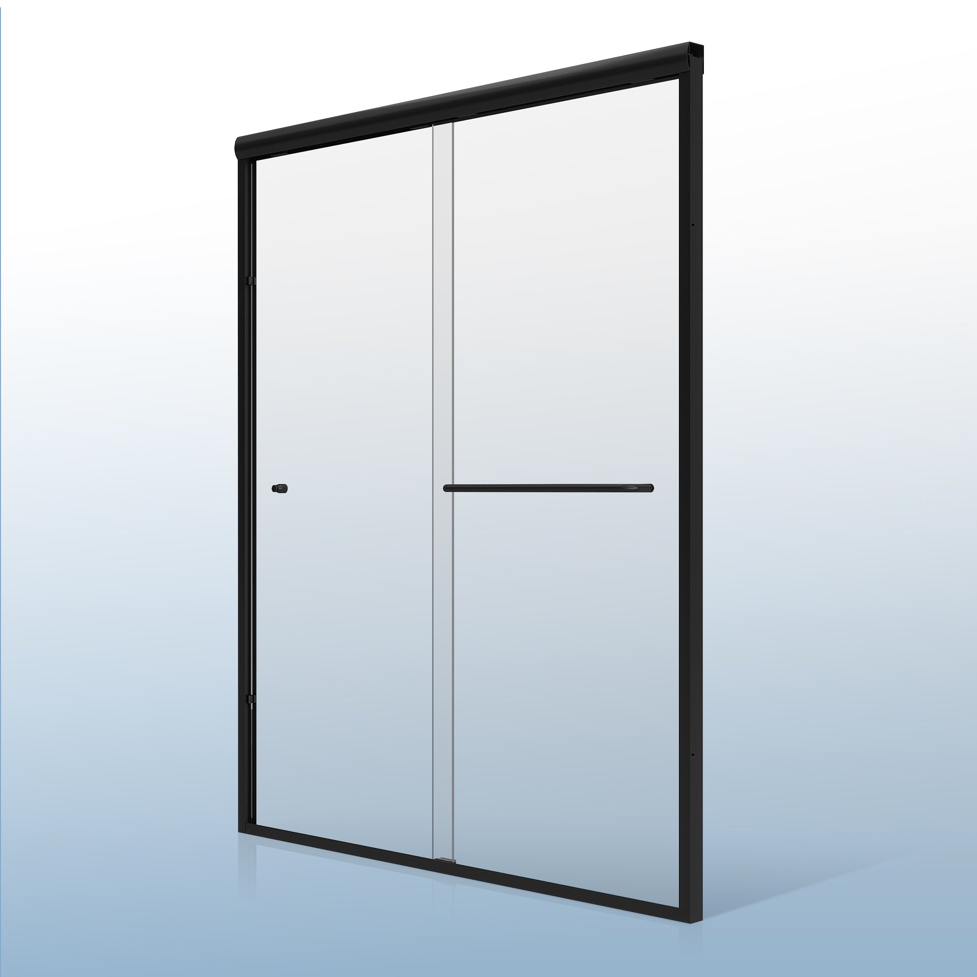 55-59" W × 72"H Double Sliding Semi-Frameless Shower Door With 1/4 inches (6mm) Clear Tempered Glass, Matte Black Finish