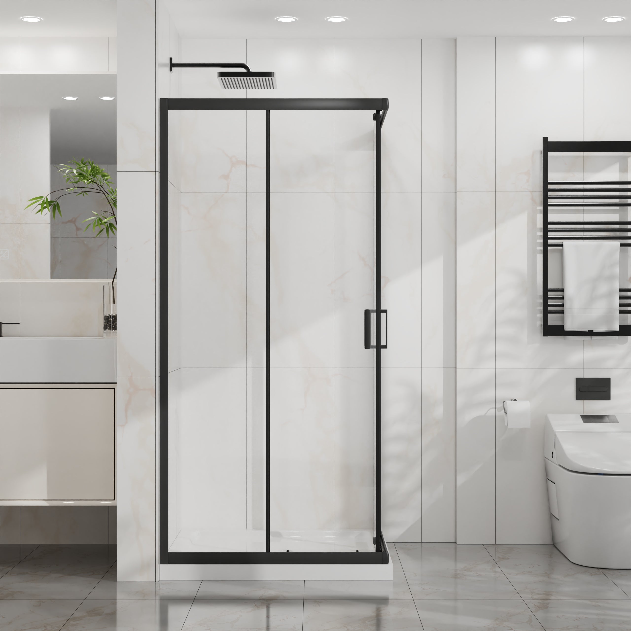 36 x 36 x 72 in Corner Sliding Shower Enclosure - 36 x 36 x 72 in / Matte Black view 2