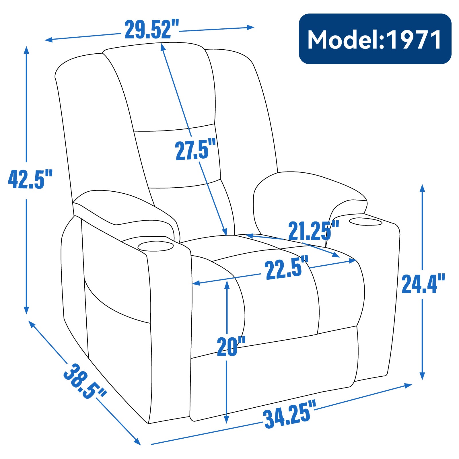 EMON'S Large Power Lift Recliner Chair with Massage and Heat for Elderly, Overstuffed Wide Recliners, Heavy Duty Motion Mechanism with USB and Type C Ports, 2 Steel Cup Holders, Gray