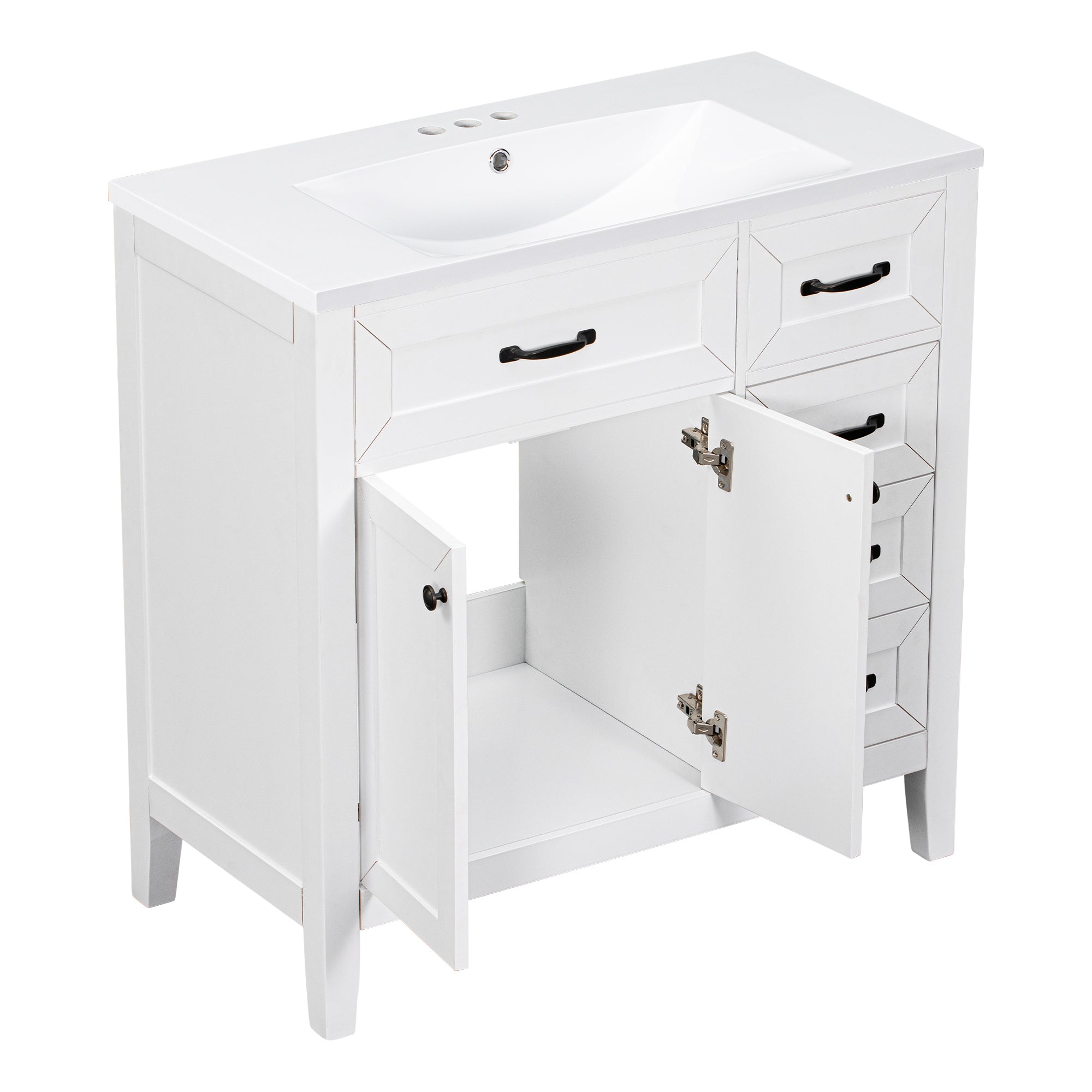 36" Bathroom Vanity with Sink Combo, White Bathroom Cabinet with Drawers, Solid Frame and MDF Board (Old Sku:JL000007AAK)