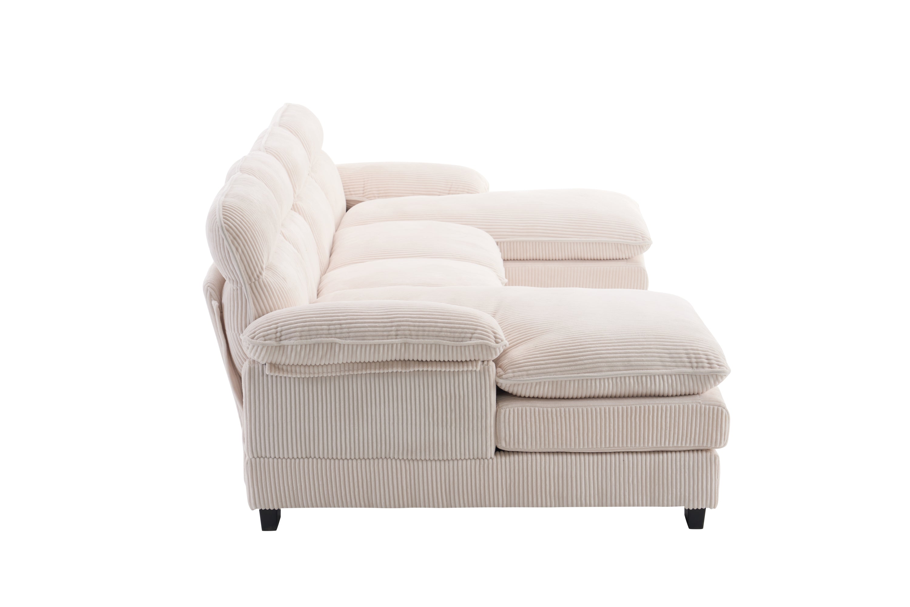 U-shaped profile sofa, including two single seats and two chaise, modular sofa, Corduroy sofa