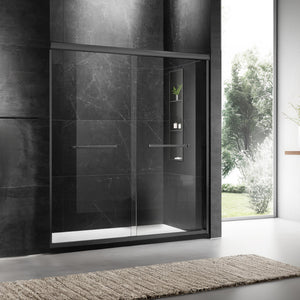 60 x 74 in Frameless Sliding Shower Door - 60 x 74 in / Matte Black view 1