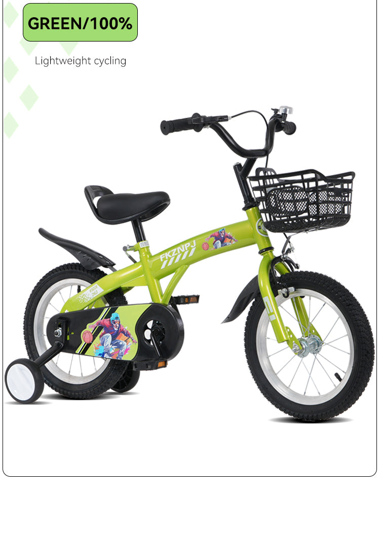 FKZNPJ 16 inch sporty kids bike with training wheels and stand Adjustable saddle Suitable for boys and girls aged 4-8 years tall Height 41-46 inches Available in a variety of colors