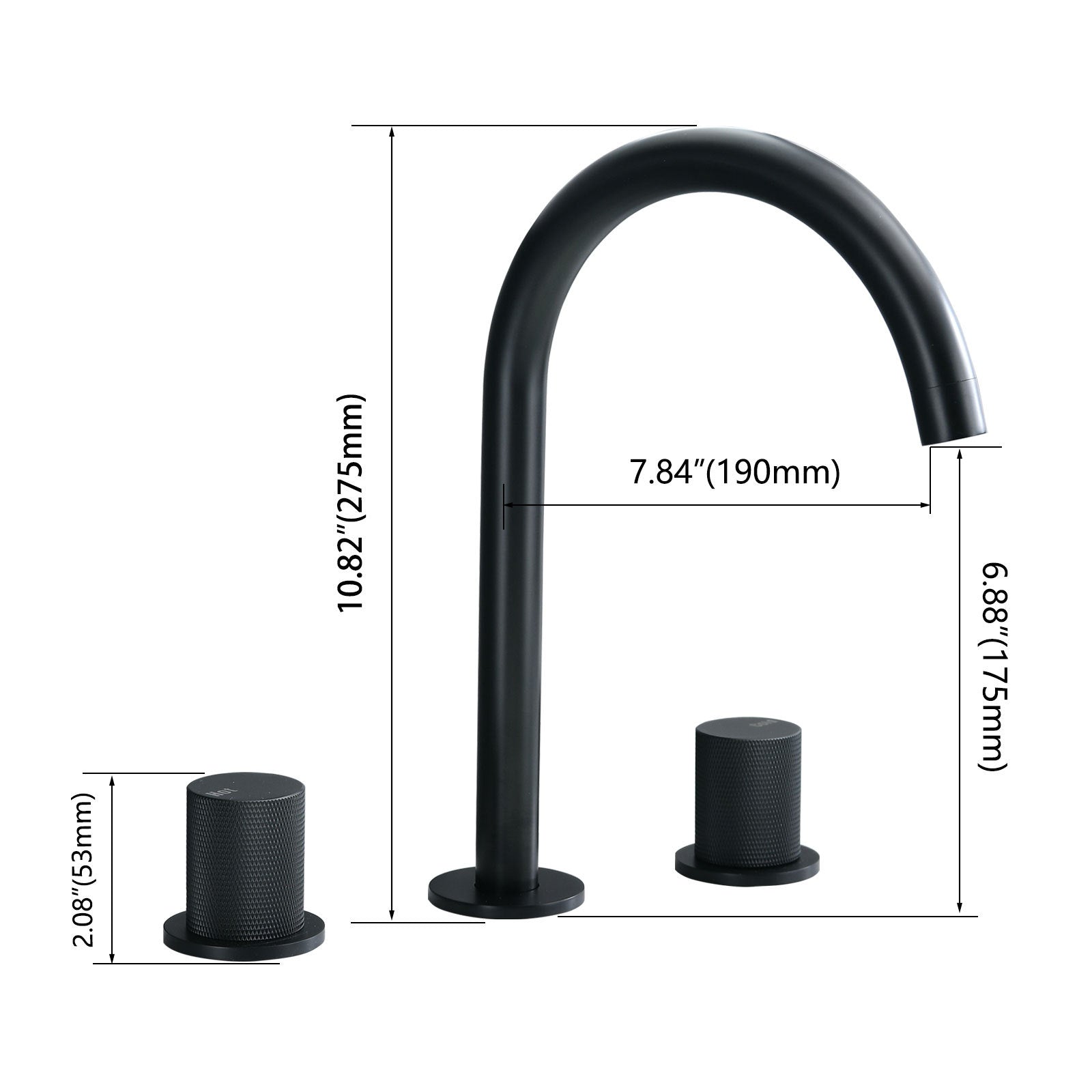 Two Handles Widespread 8 Inch Bathroom Faucet, Matte Black